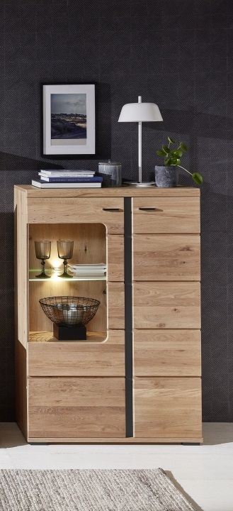 Innostyle  Vitrine Sonos II in Altesche massiv gebürstet/Old Artisan Oak Nachbildung