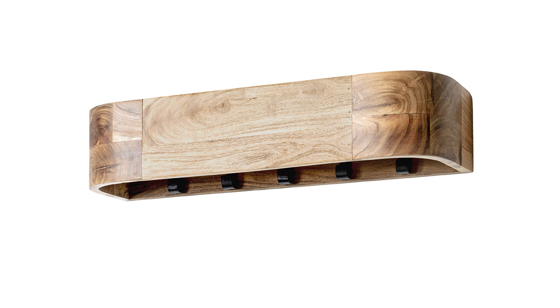 Haku Möbel Wandgarderobe  ca. B60 H13 T20 cm in Massivholz naturbelassen, Holz