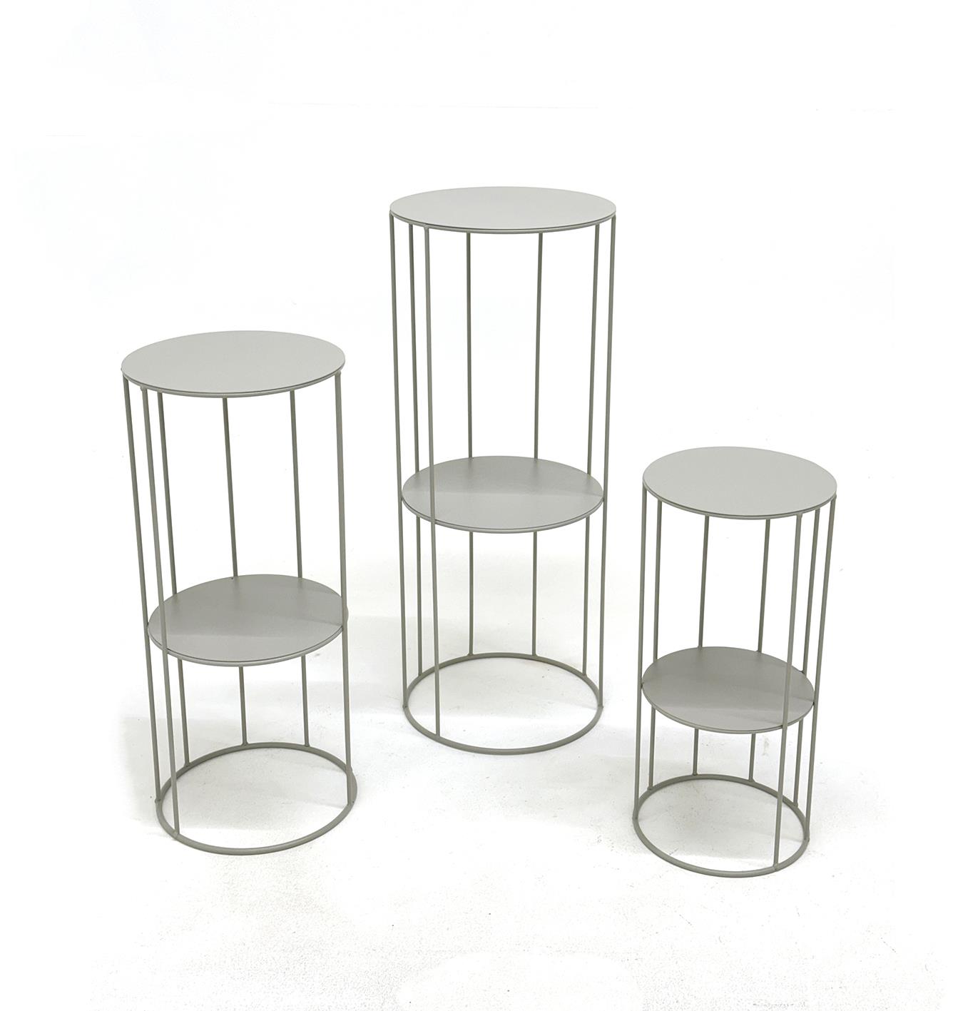 Blumensäule 3er-Set ENNO ca.D21/25/28  H45/57/70 cm in Platten Metall sandgrau