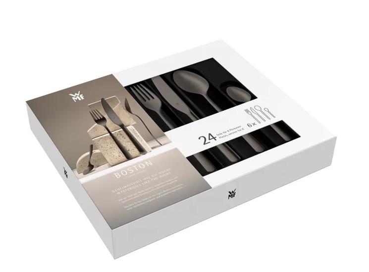 WMF Besteckset 24-tlg. BOSTON in dark passion, Besteck, Löffel, Gabel, Messer, Waffe