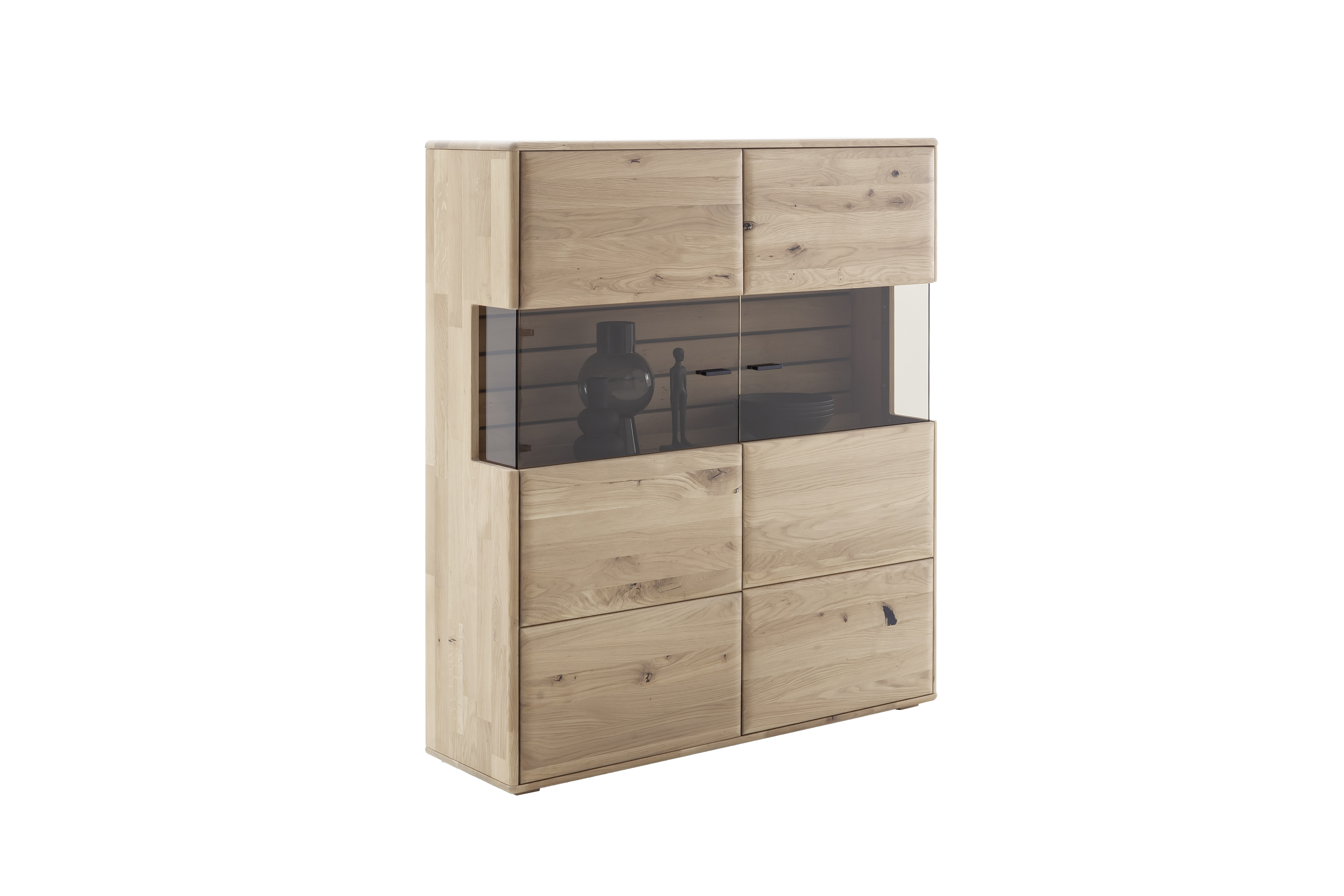 MCA Furniture Highboard GIRONA ca. B124 H140 T37 cm in Ast-/Balkeneiche massiv