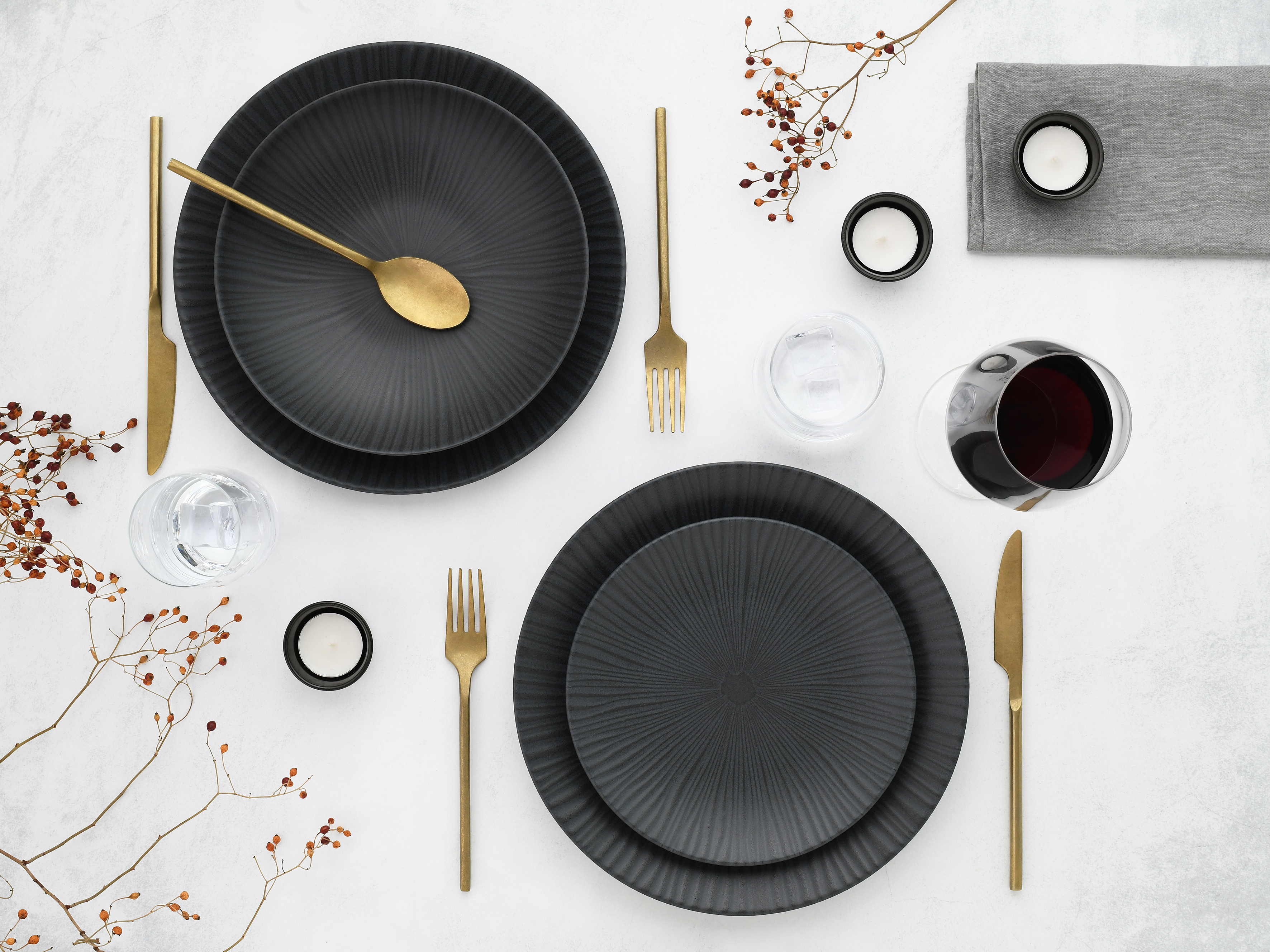 CreaTable Tafelservice Vesuvio in Farbe Schwarz matt