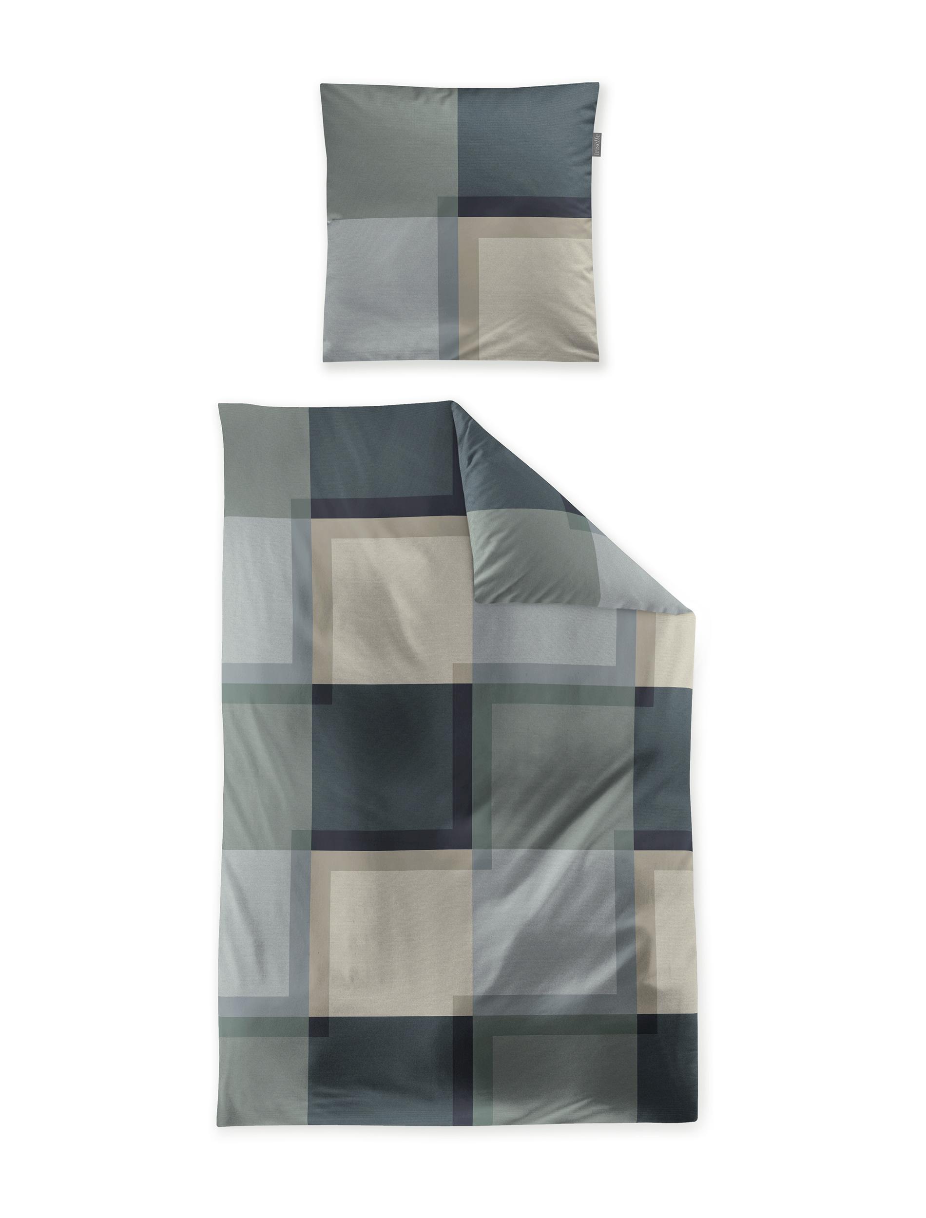 Irisette Mako-Satin Bettwäsche WAVE ca. 155x220cm in Farbe salbei, Kissen, Dekoration für Zuhause, Decke