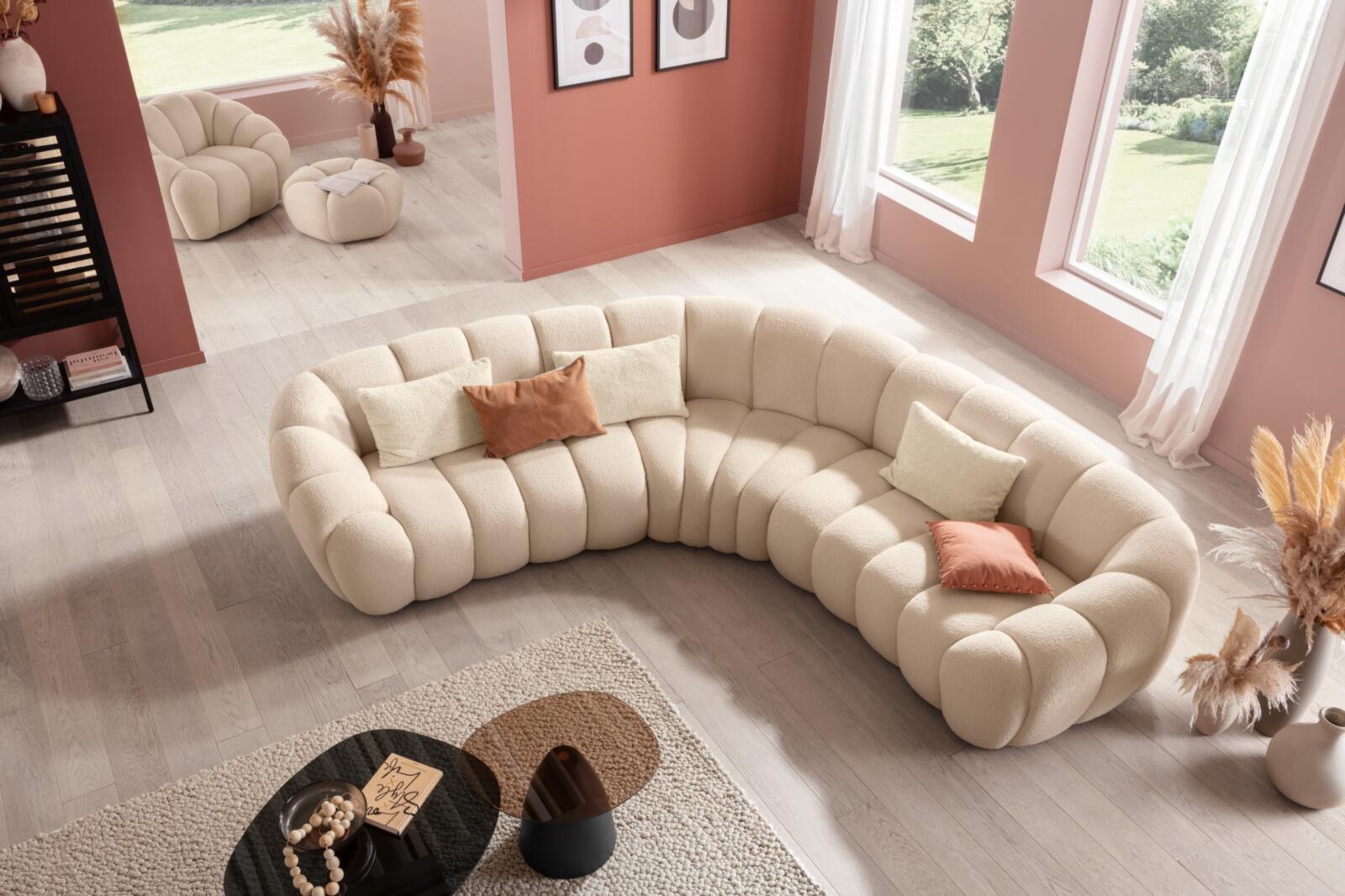 Rundecke  ca. B290 T290 cm in Stoff 306/55 weiß, Dekoration für Zuhause, Mobiliar, Wohnzimmer, Couch, Tabelle