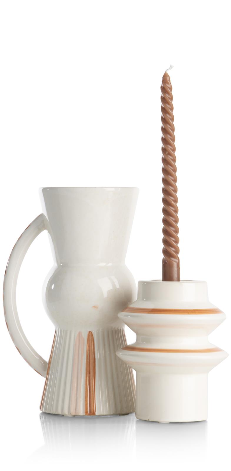 Coco Maison Kerzenhalter NORA ca. B13 H15 T13 cm in Keramik orange,braun,mehrfbg.