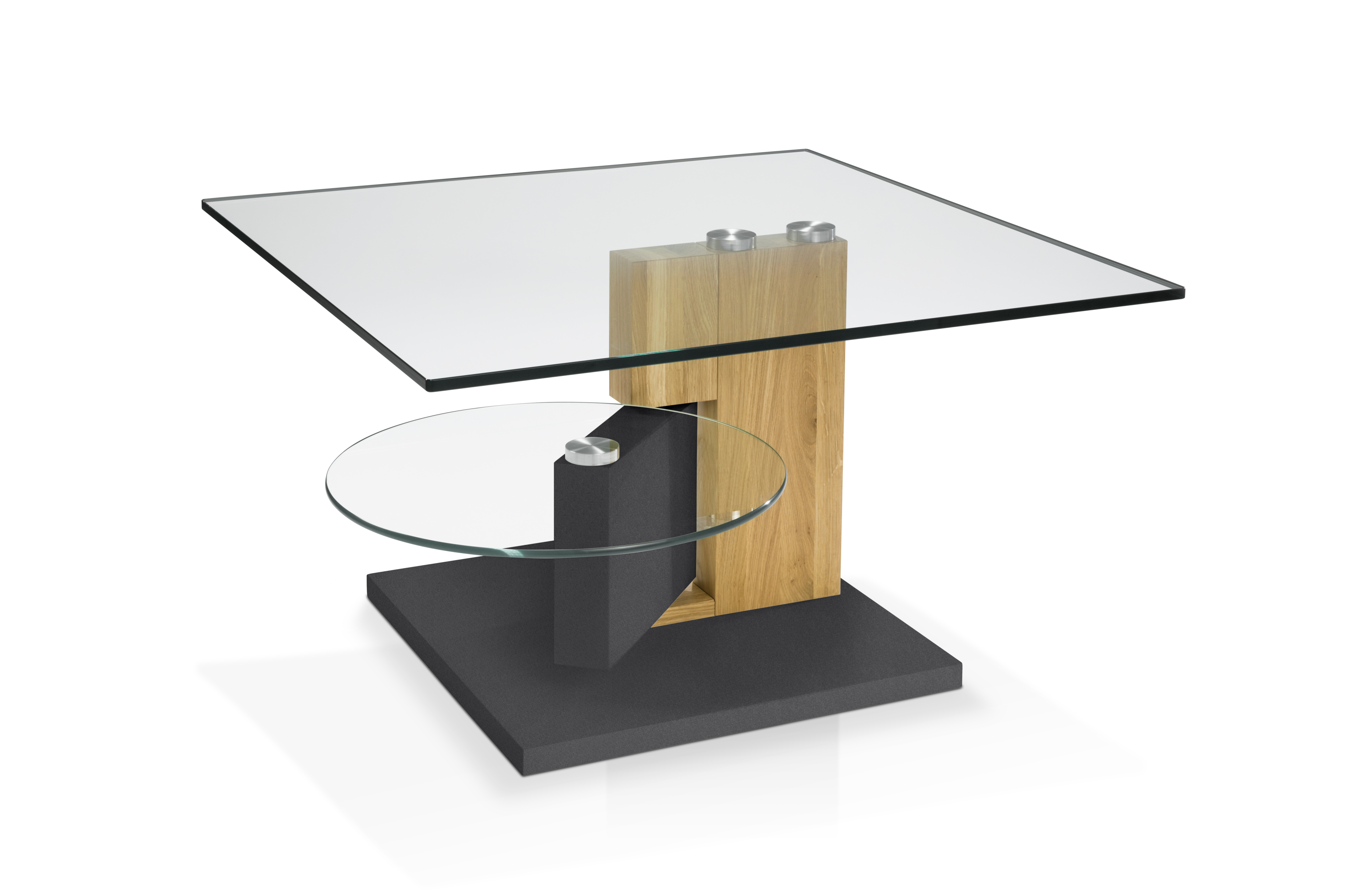 Hasse Möbel Collection Couchtisch 7229HK-45/61 ca. 80 x 80 cm, H45 in Platte Klarglas