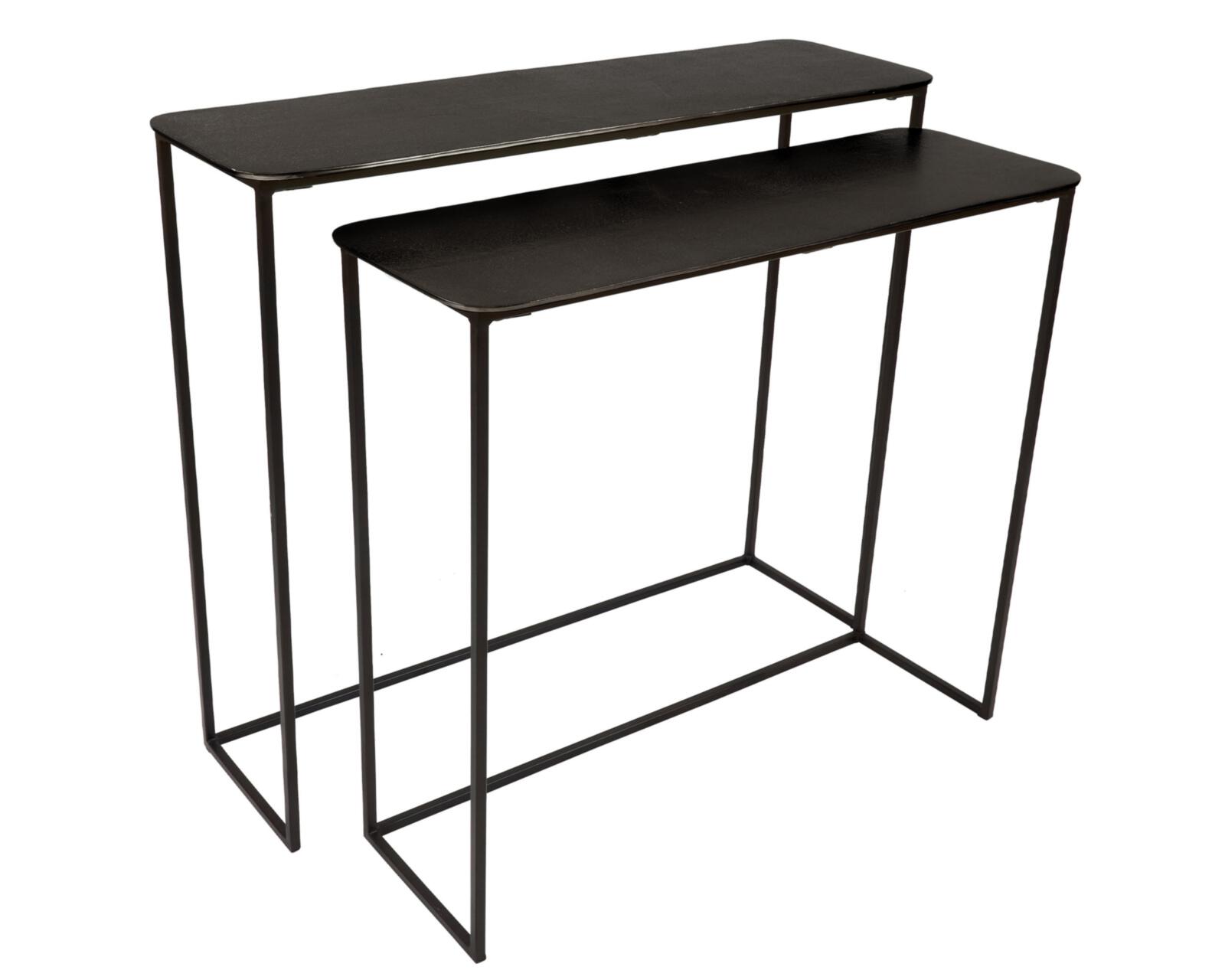 L.C. Wholesaler Konsole 80x26x70cm  in Metall/Alu schwarz matt
