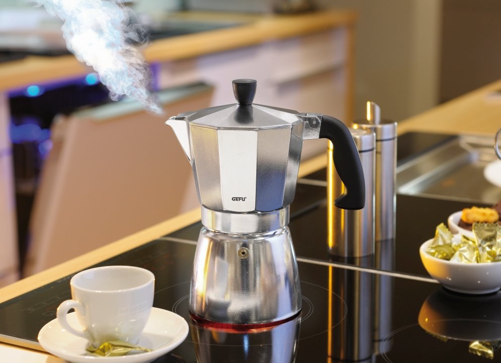 GEFU Espressokocher Lucino schwarz/silber
