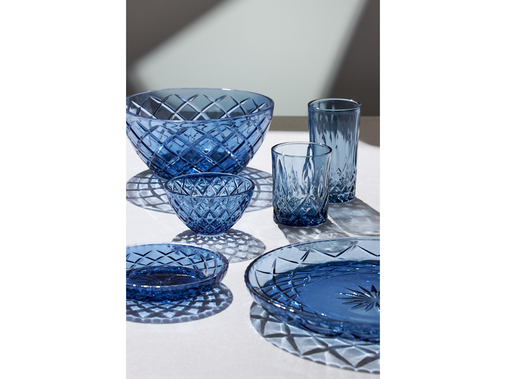 Lyngby Glas Salatschüssel 24 cm in Farbe blau