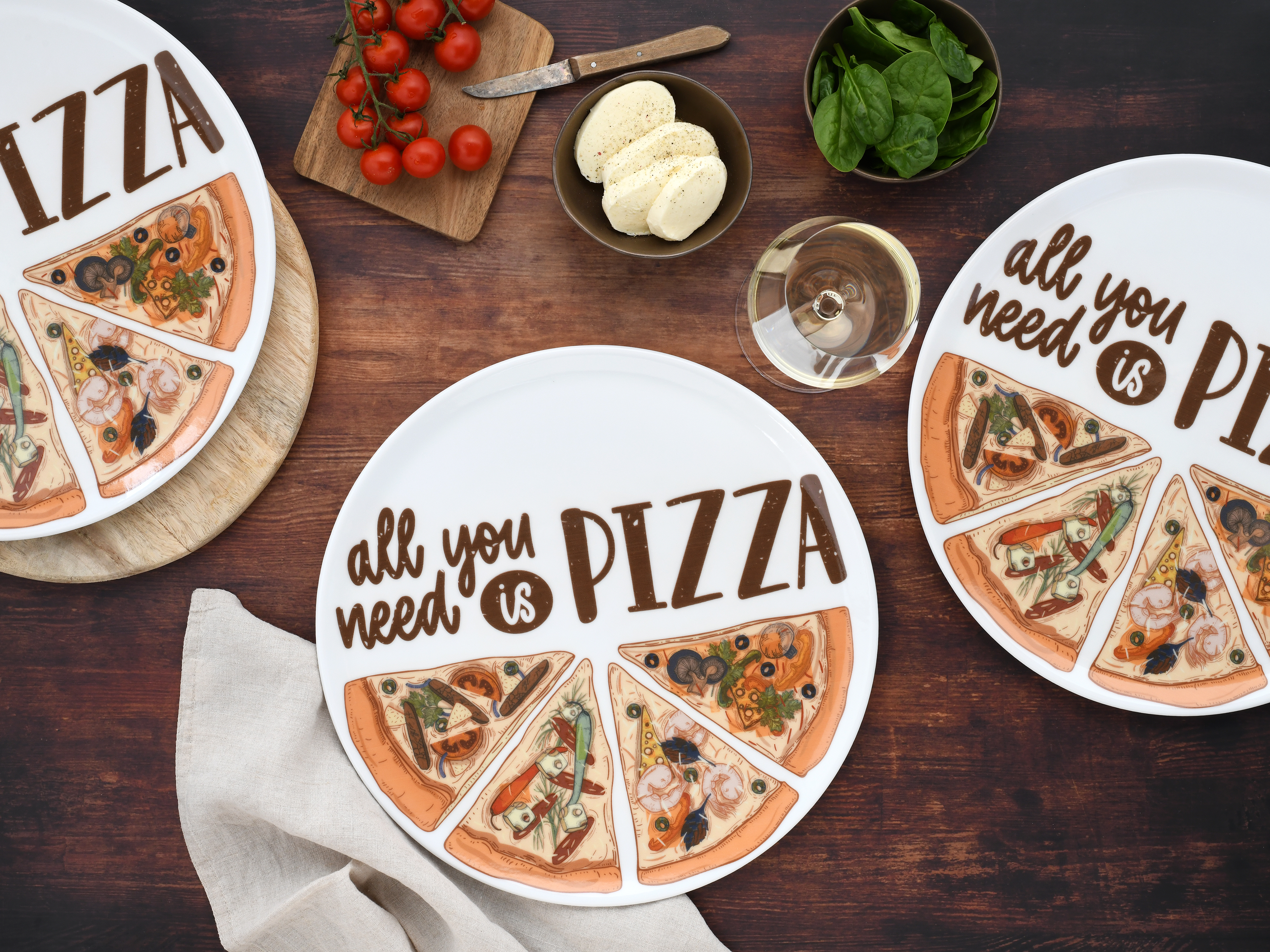 CreaTable Pizzateller Europa in Farbe bunt glänzend