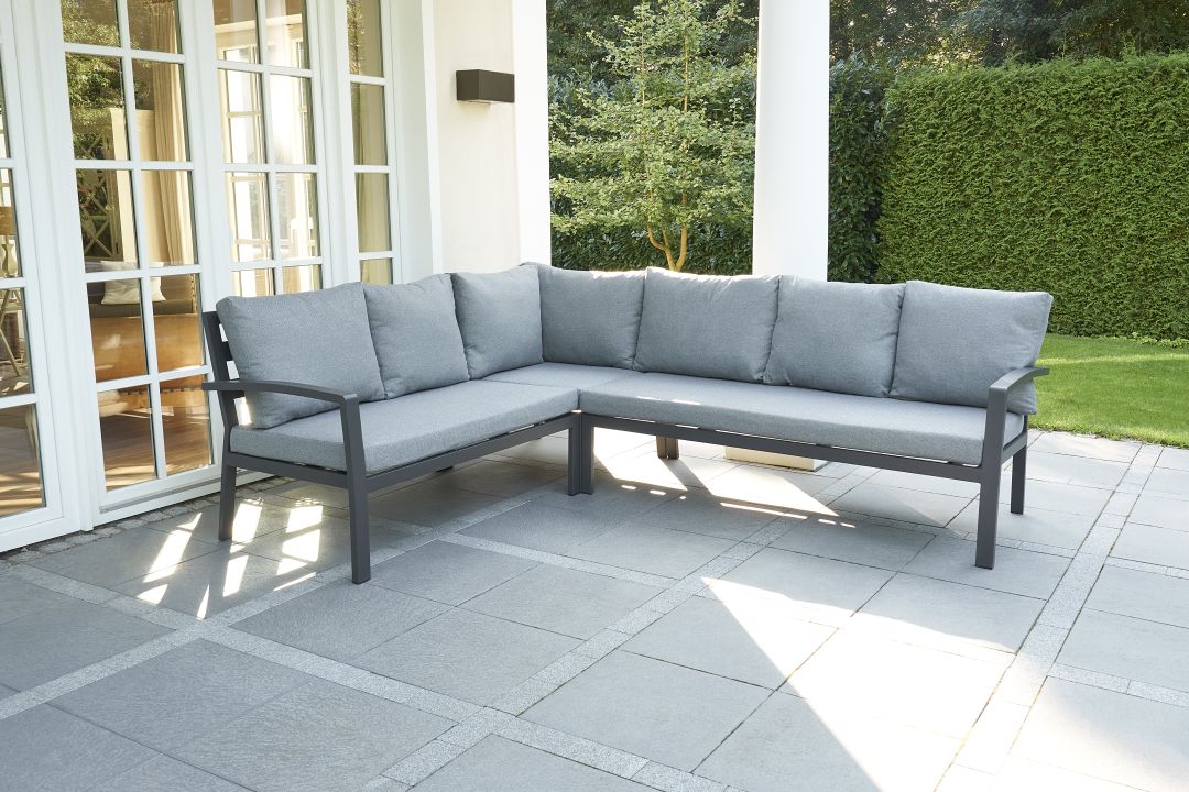 L.C. Wholesaler Lounge-Set 4-teilig BONDINO in Farbe Anthrazit / Hellgrau, Couch, Mobiliar, Fußboden, Tabelle