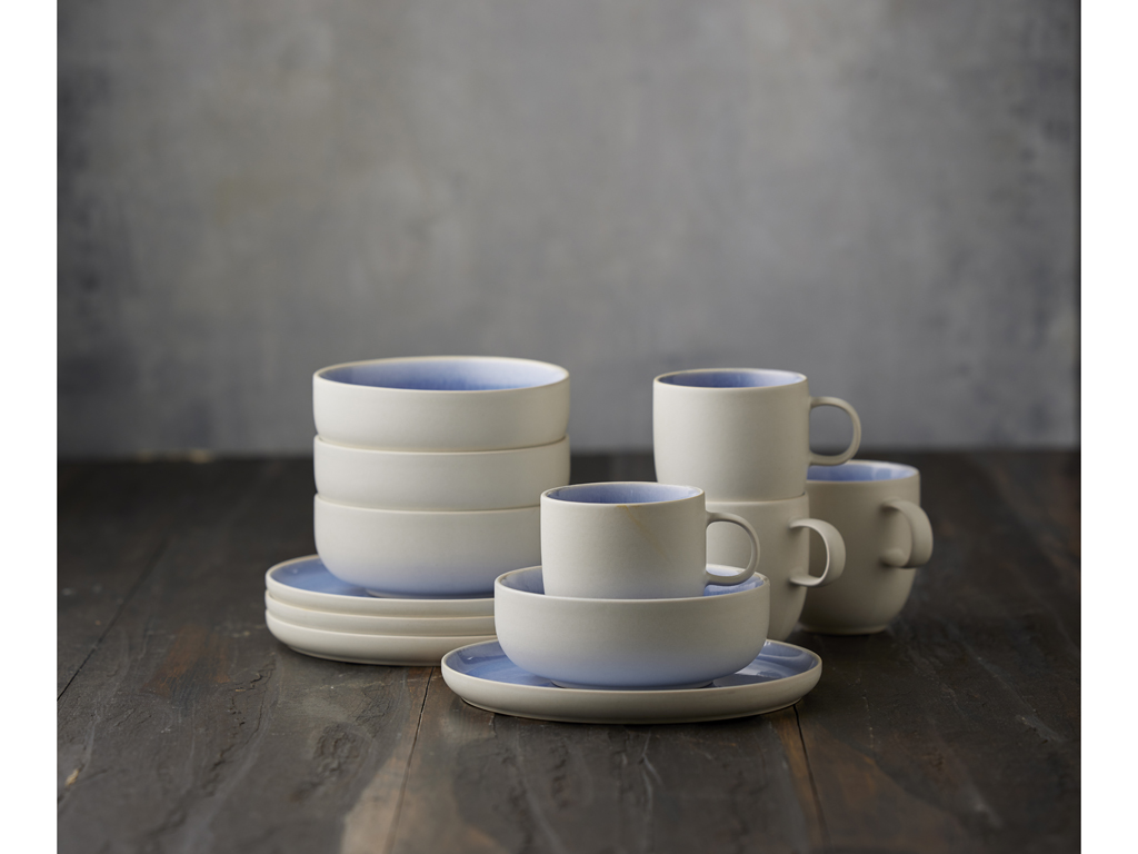 F&H Brunch-Set STUDIO ROUND NORTH in Farbe Matte white/Shiny river