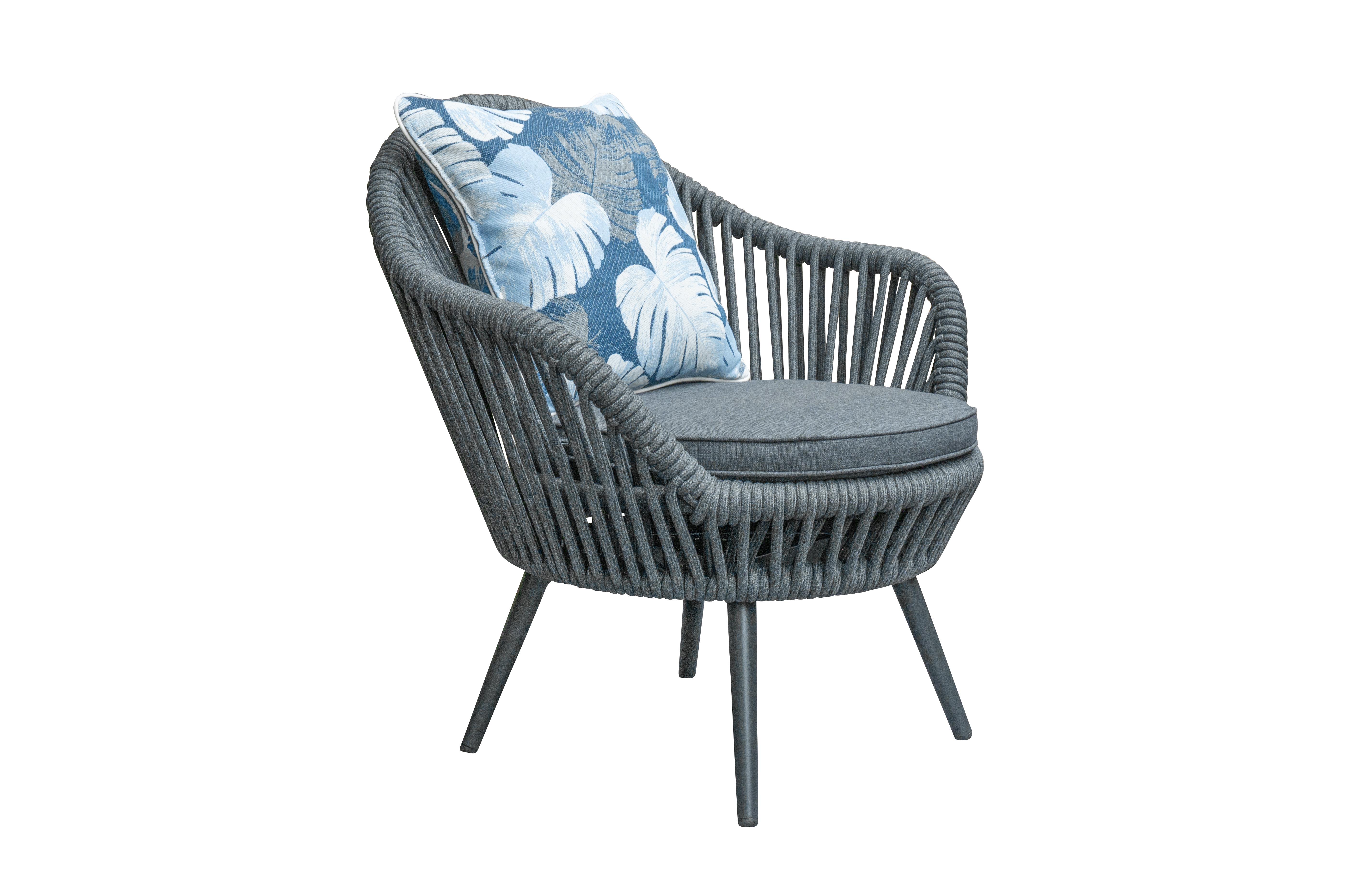 L.C. Wholesaler Drehsessel BARI ca. B81,5 H83,5 T77,5 cm in Rope Farbe dunkelgrau, Moebel, Stuhl