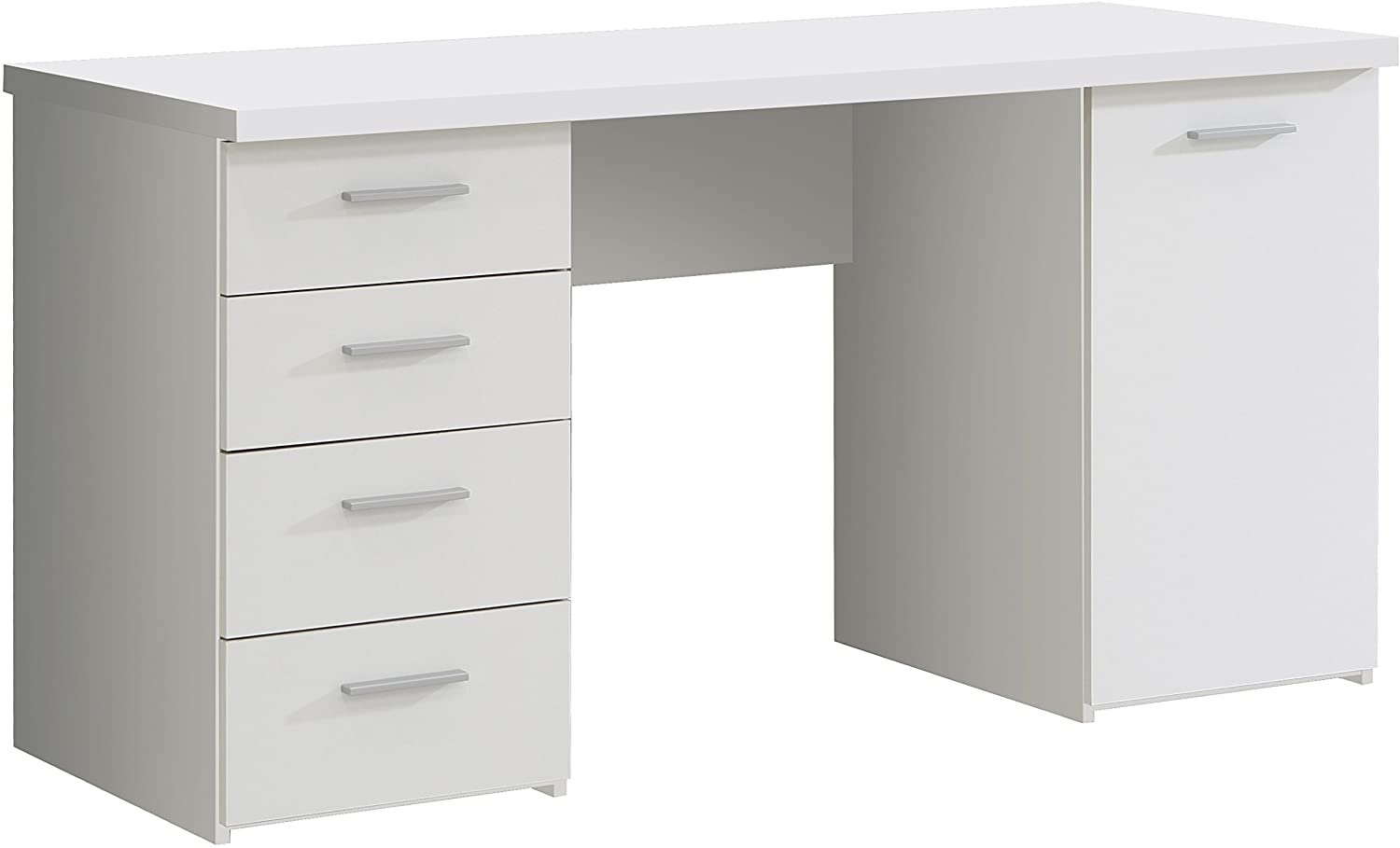 Forte Schreibtisch NET106 in weiß/weiß matt