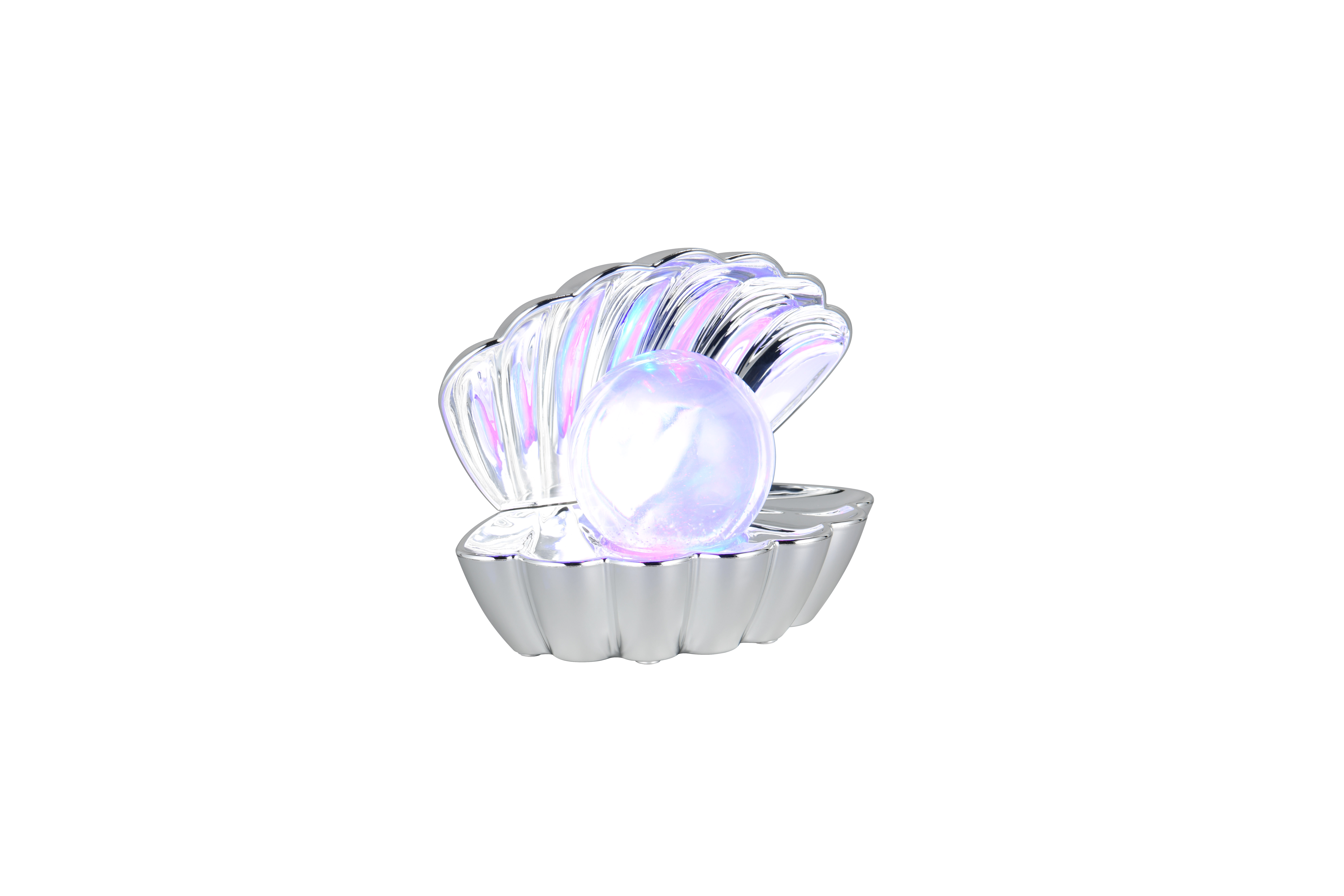 Reality Leuchten LED-Tischleuchte SHELLY in chrom, Kunststoff weiß, Licht