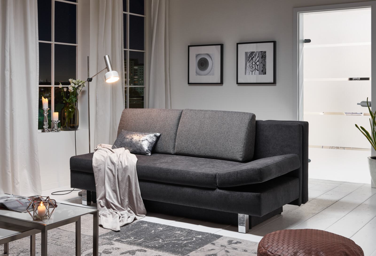Restyl Verwandlungssofa TINO  in Sitz Stoff 55-6323 anthrazit