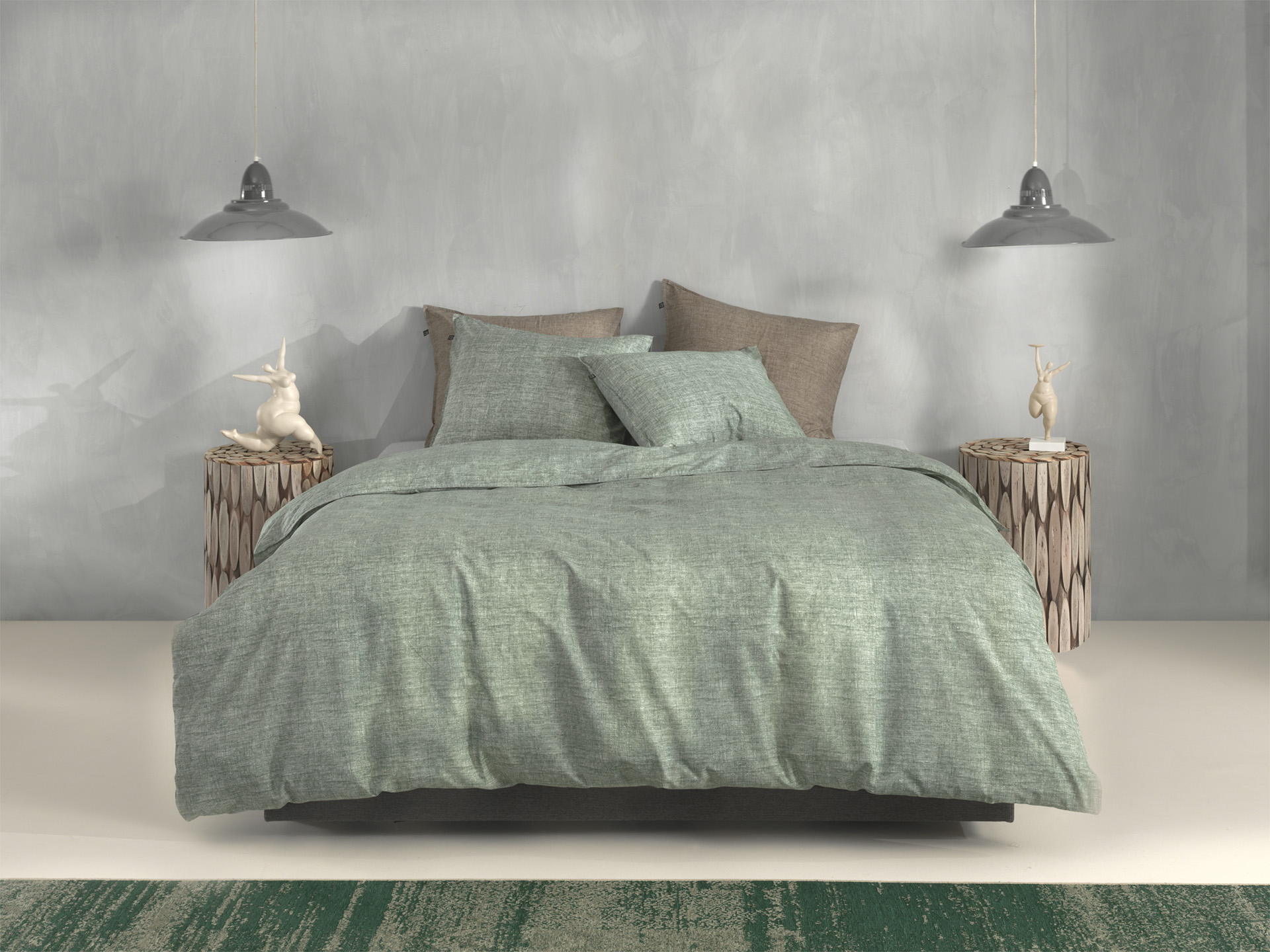 Heckettlane Bettwäsche ca. 155x220cm in Farbe Moss-Green, Moebel, Bett, Dekoration für Zuhause, Leinen, Innenarchitektur