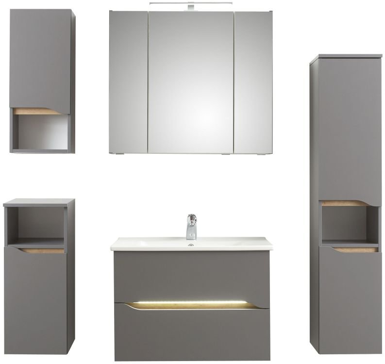 Pelipal Unterschrank Capri in quarzgrau mit Holzoptik
