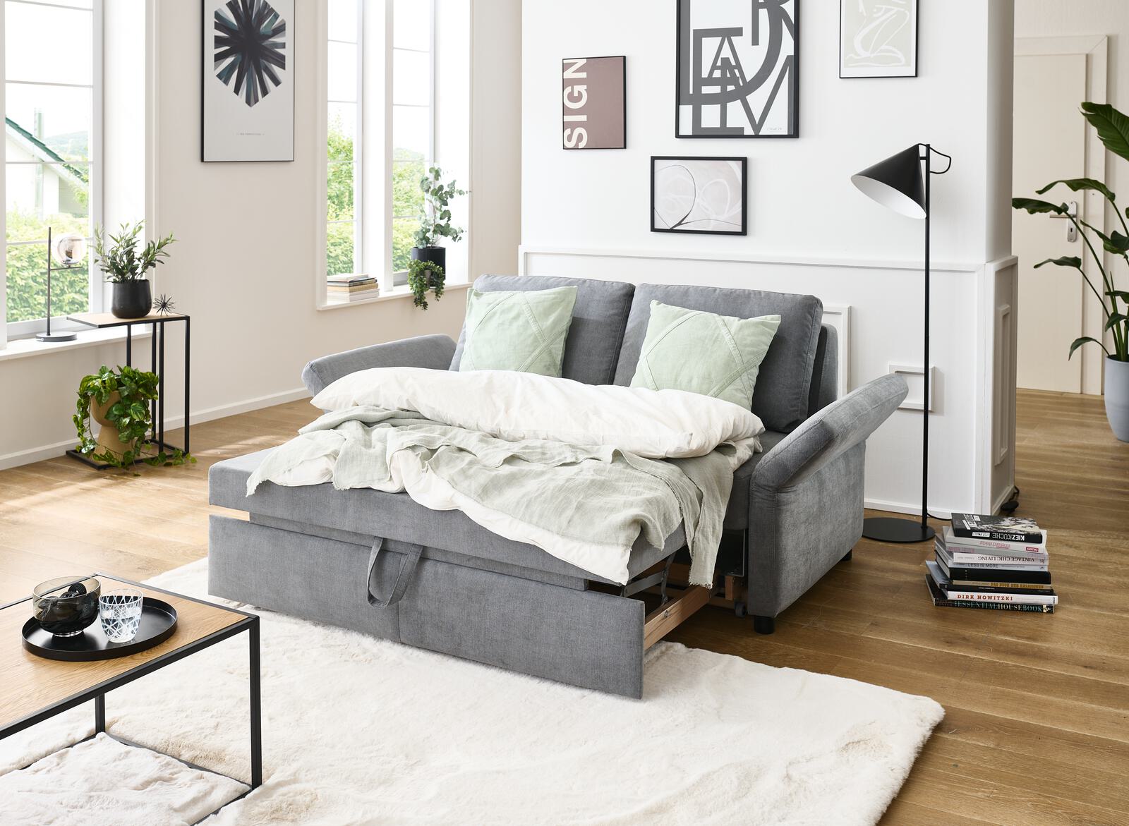 Schlafsofa WESTPOINT ca. B196 H90 T95 cm in Stoff Lothar grau 39, Dekoration für Zuhause, Innenarchitektur, Mobiliar, Couch, Wohnzimmer