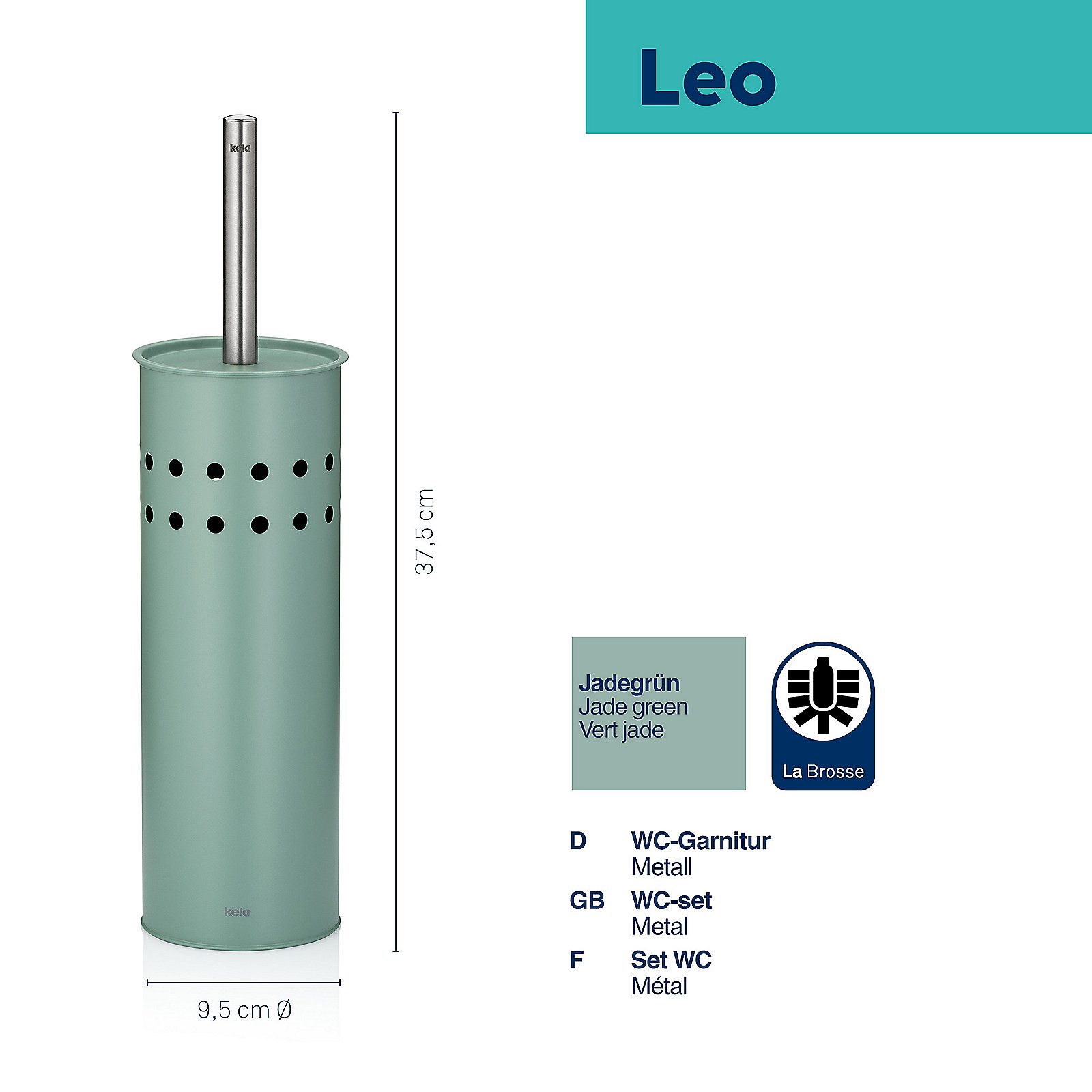 Kela WC-Garnitur LEO in Jadegrün, Zylinder