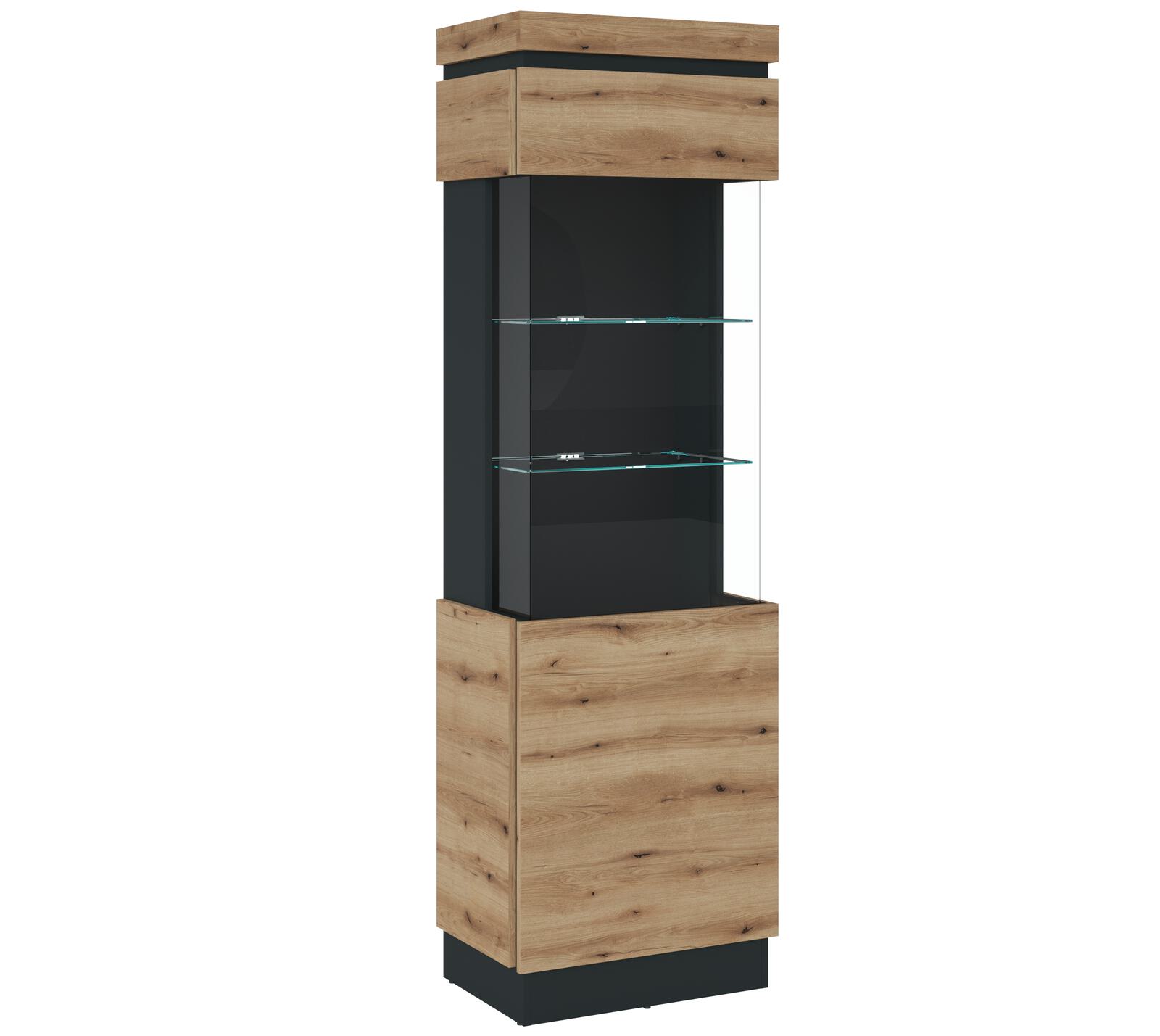 Vitrine Corte ca. 60x201x40cm in Eiche Nachbildung/Cosmos grau