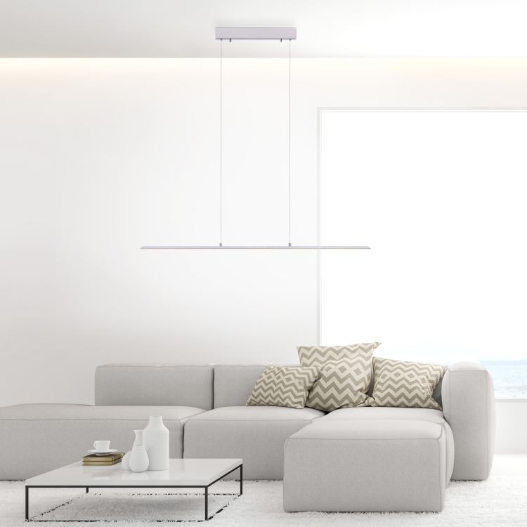 Paul Neuhaus LED-Pendelleuchte PURE LITE 1-flammig in Farbe stahl, Couch, Mobiliar, Kaffeetisch, Wohnzimmer, Dekoration Ihres Zuhauses
