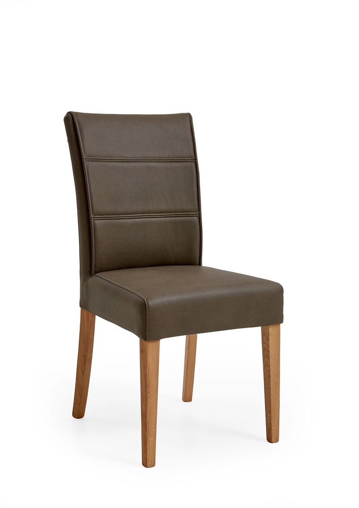 Niehoff Stuhl Bornholm, Microfaserstoff Tibro grey, 4-Fuß-Gestell Eiche massiv, ca. B:47 H:97 T:59 cm