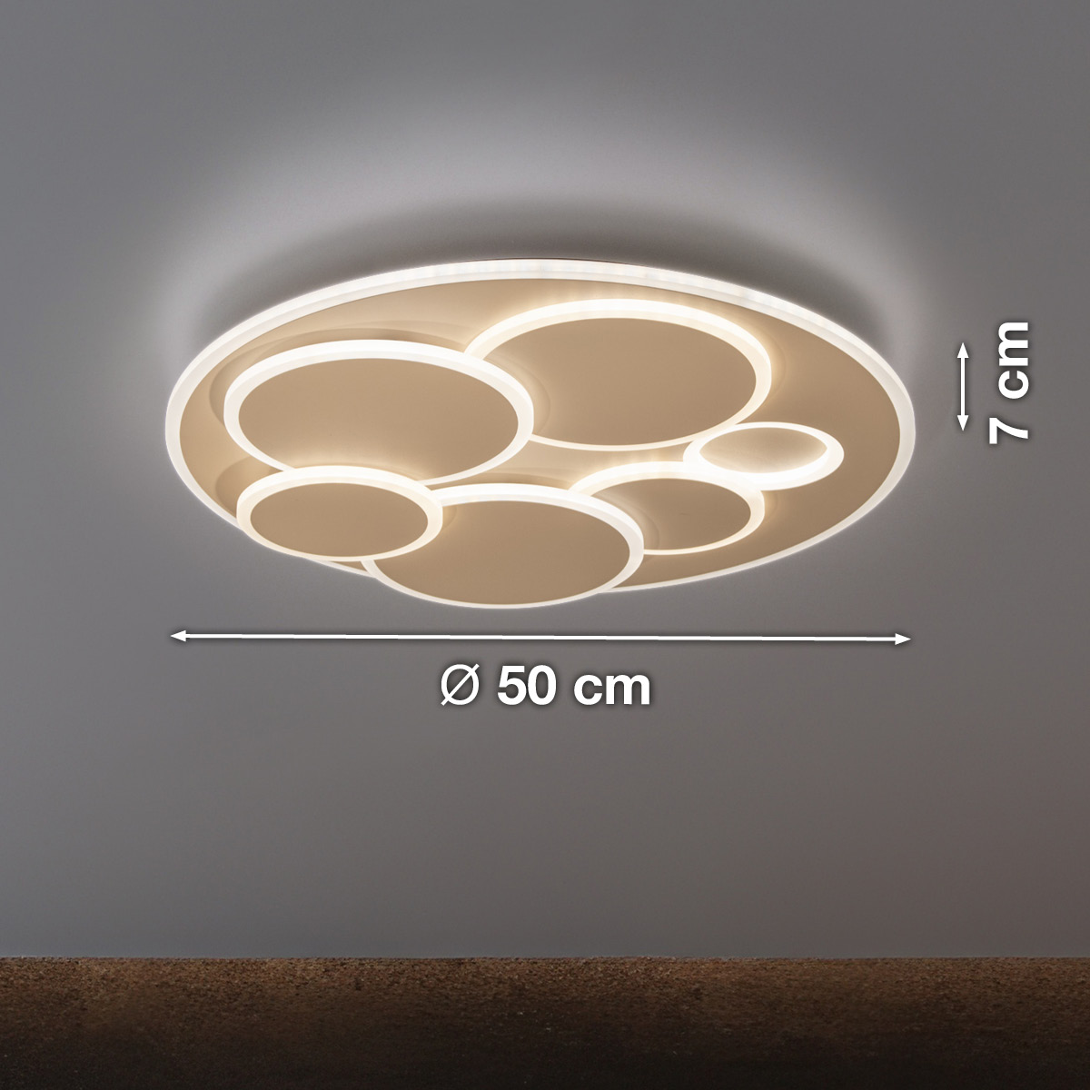 Fischer & Honsel LED-Deckenleuchte DOTS 1-flammig in Farbe Metall sandfarbig/Acrylglas satiniert, Deckenleuchte