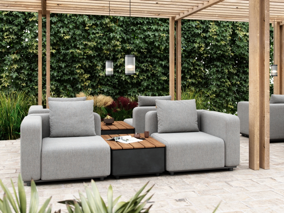 SACKit Tisch mit Stauraum PATIO in Farbe schwarz/Teak