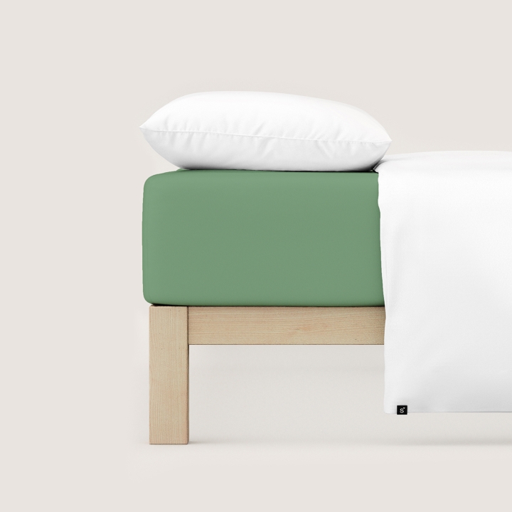 Schlafgut Pure Spannbettlaken ca. 90x190-100x220cm in Farbe Green Mid