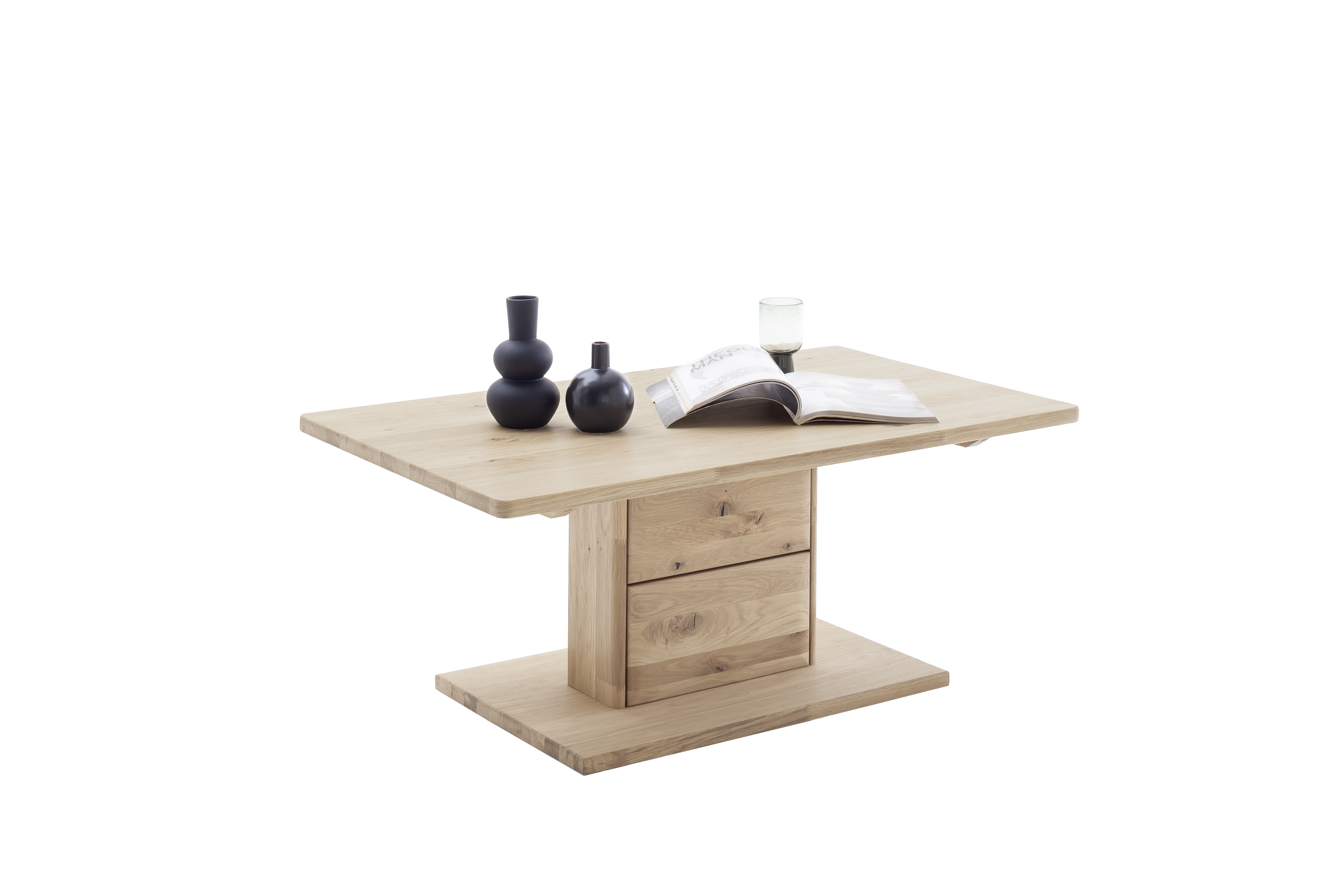 MCA Furniture Couchtisch GIRONA ca. 110x65 cm. H:45 cm in Ast-/Balkeneiche massiv