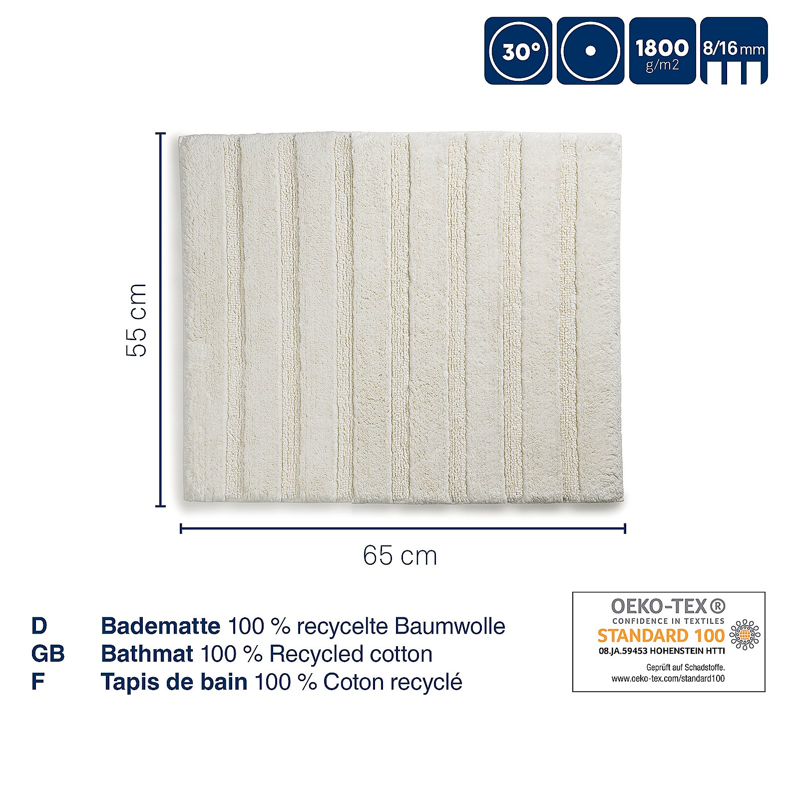 Kela Badematte MEGAN in Granitgrau, Dekoration für Zuhause, Teppich, Leinen, Seite, Text