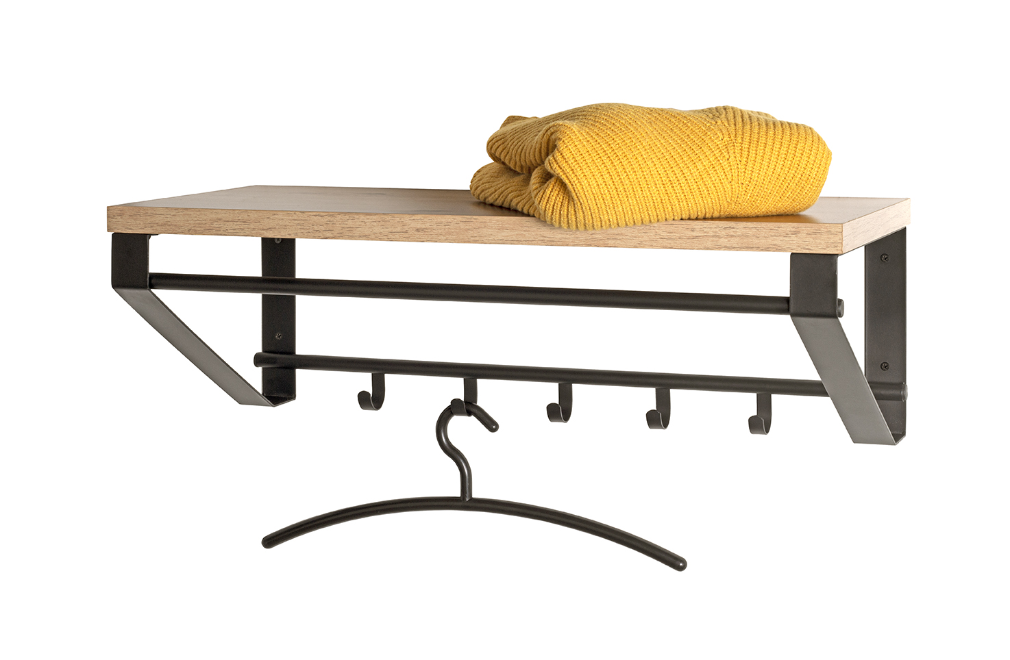 Haku Möbel Wandgarderobe  ca. B70 H23 T30 cm in Metall schwarz pulverb., Kaffeetisch, Mobiliar, Tabelle, Kissen, Dekoration für Zuhause