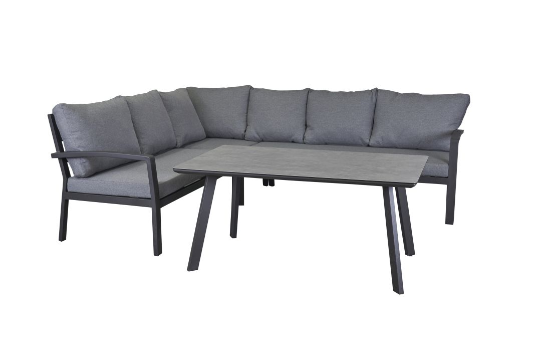 L.C. Wholesaler Lounge-Set 4-teilig BONDINO in Farbe Anthrazit / Hellgrau, Couch, Mobiliar, Tabelle, Kaffeetisch, Esstisch