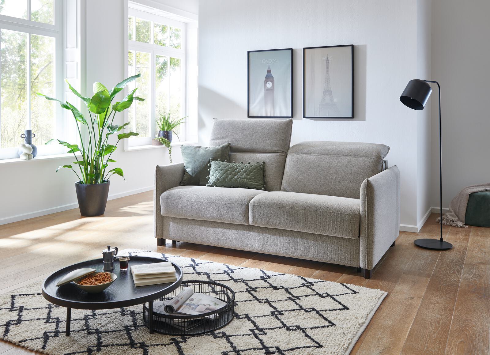 Schlafsofa FLORENZ ca. 140x208cm in Stoff beige