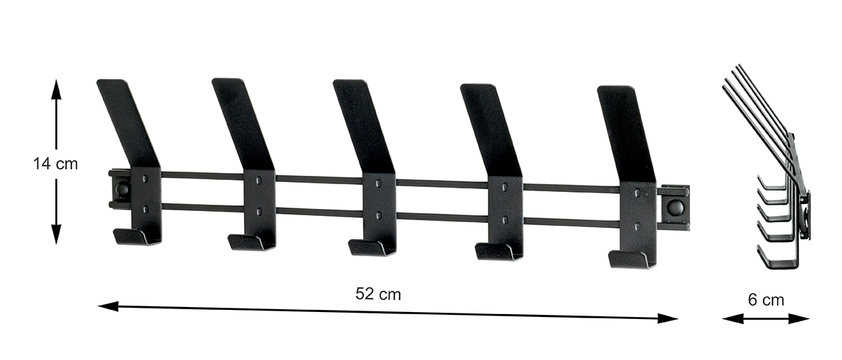 Haku Möbel Garderobenleiste  ca. B52 H14 T6 cm in Metall schwarz