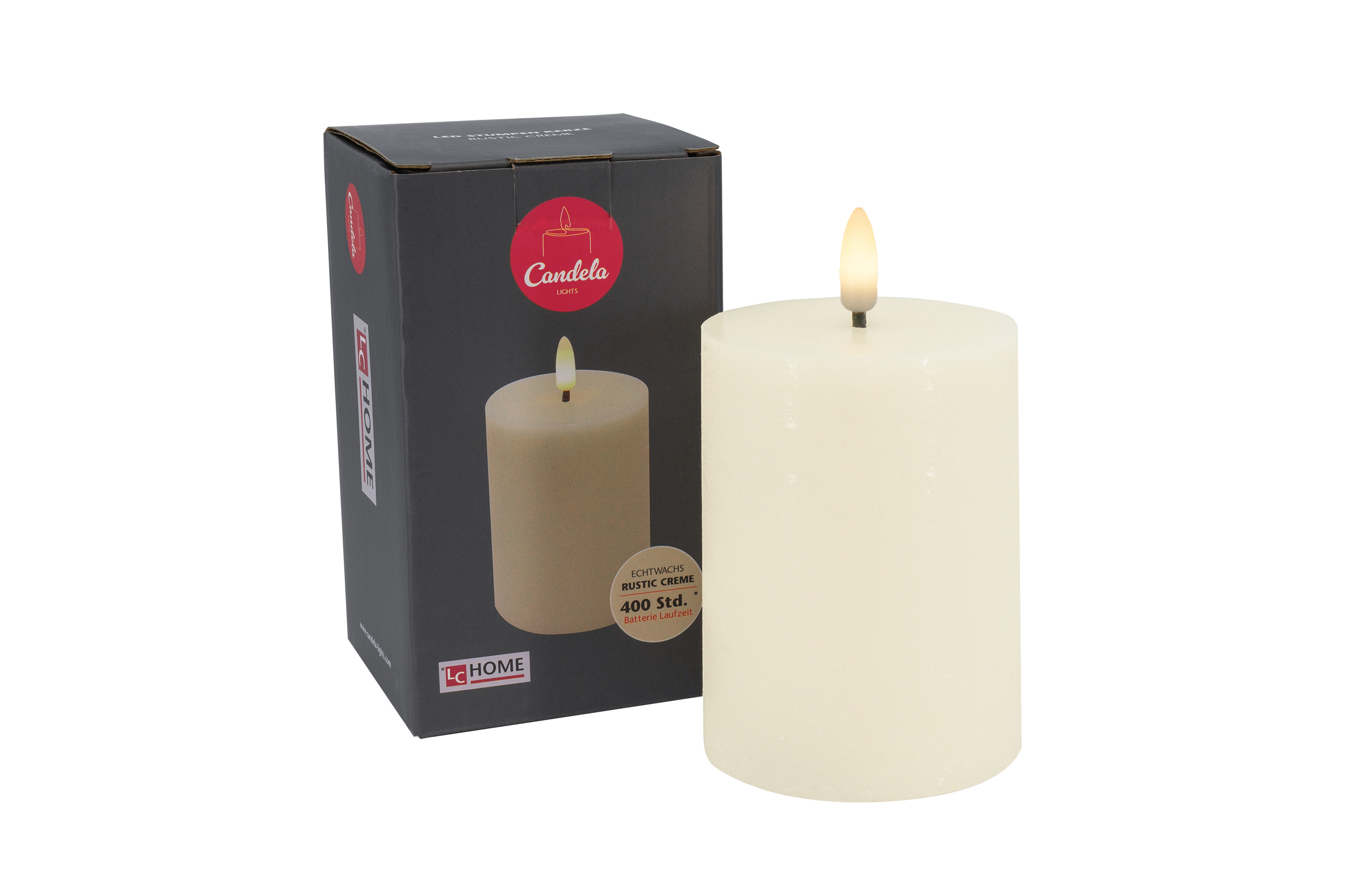 L.C. Wholesaler LED-Stumpenkerze BASIC ca. Ø 7,5, H 10cm in cream rustic, 7.5x10cm