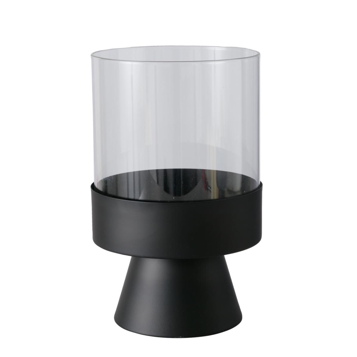 // Windlicht Pallas // Eisen pulverbeschichtet schwarz // Klarglas // Höhe ca. 29 cm
