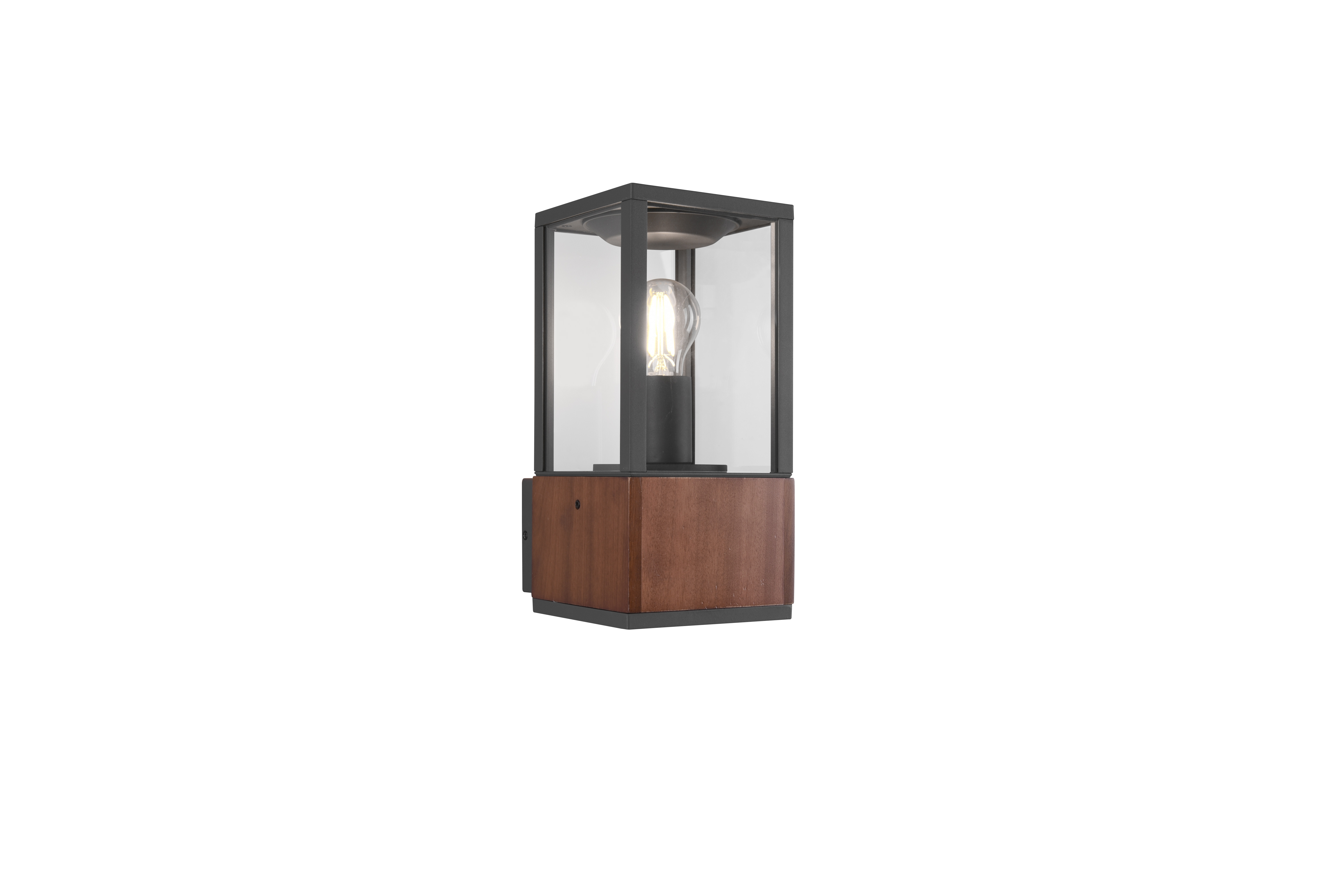 Trio Wandleuchte GARONNE in holzfarbig, Glas transparent klar