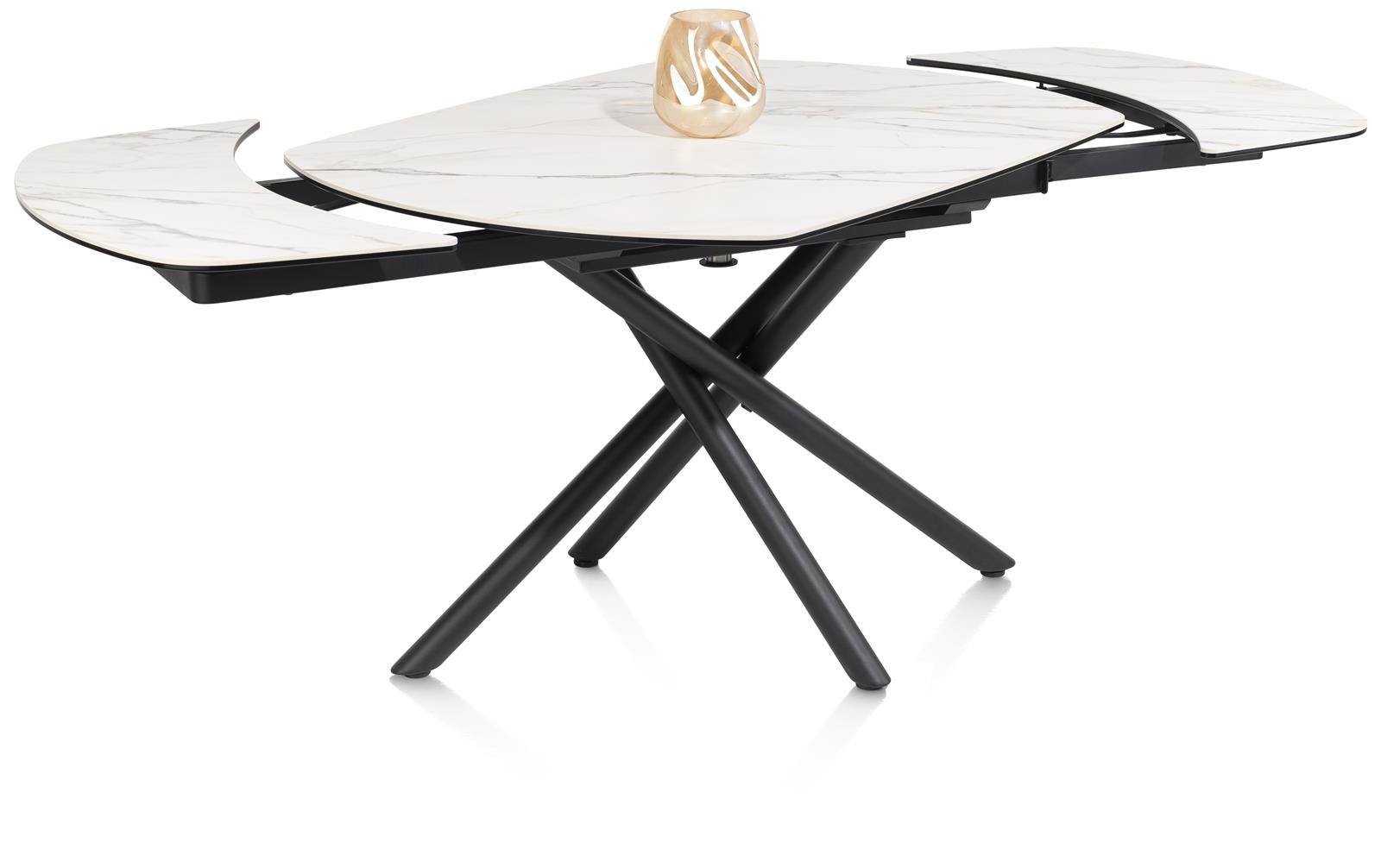 Henders & Hazel Ausziehtisch PRESTON ca. B90 H78 T120 cm in Keramik auf Glas weiß
