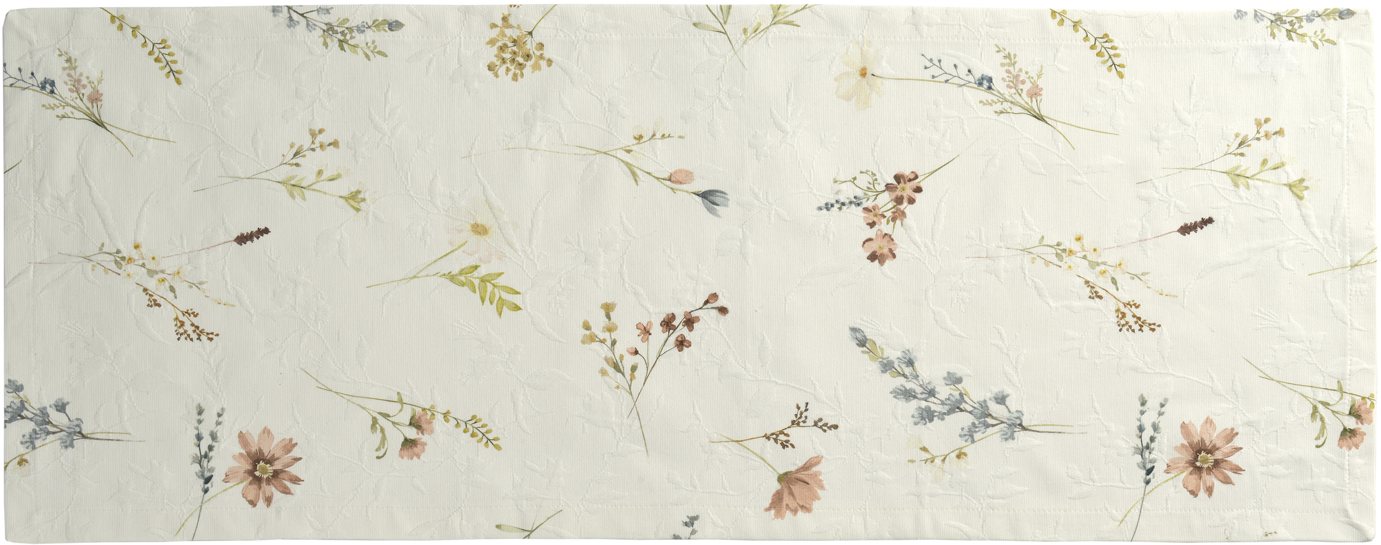 Sander Tischläufer FLAM ca. 40 x 100cm in Farbe original, Dekoration für Zuhause, Muster, Florales Design, Stickerei, Leinen