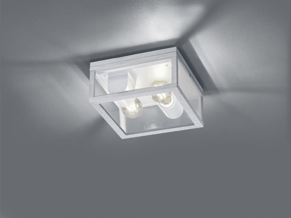 Trio Deckenleuchte GARONNE in zinkfarbig, Glas transparent klar