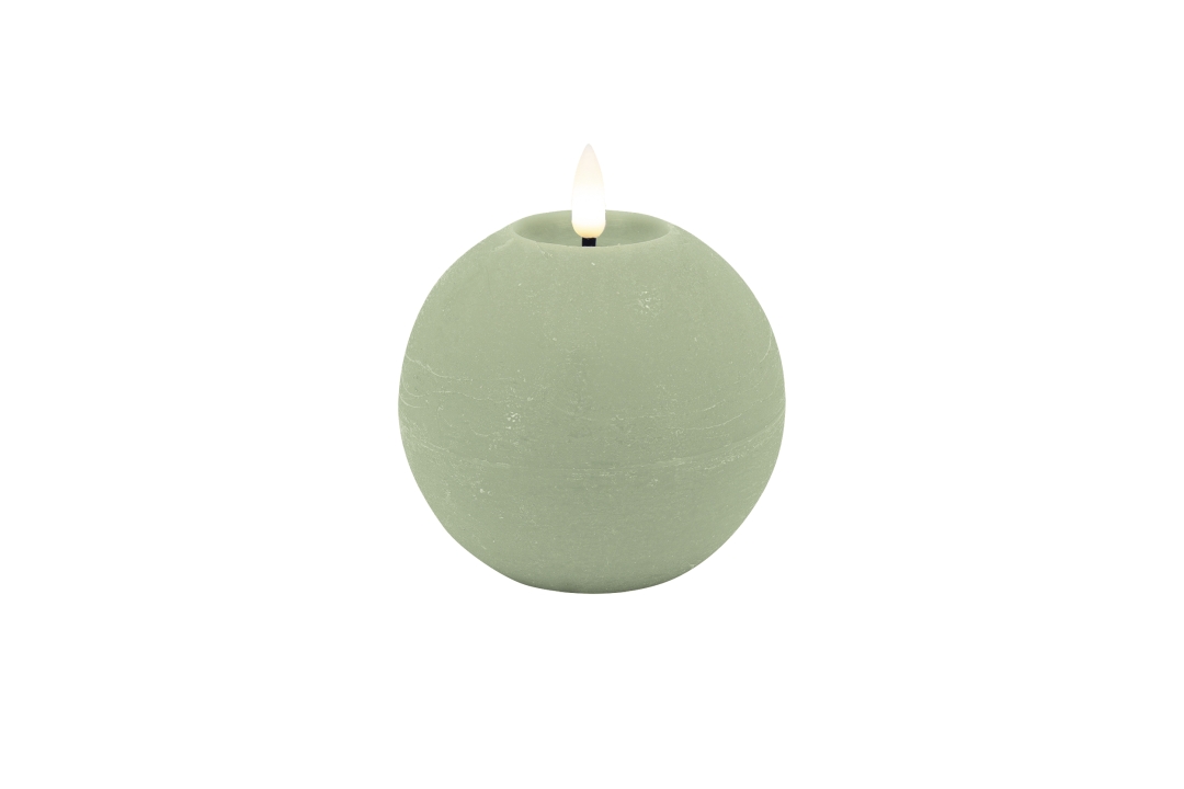 L.C. Wholesaler LED-Kugelkerze BASIC ca. Ø 10, H 8,5cm in green rustic, 10x8.5cm