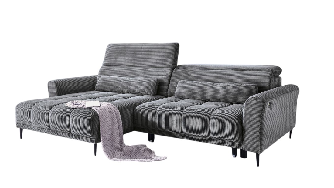 Iwaniccy Rundecke LOGAN ca. 179x277cm in Stoff Lincoln Cord dunkelgrau