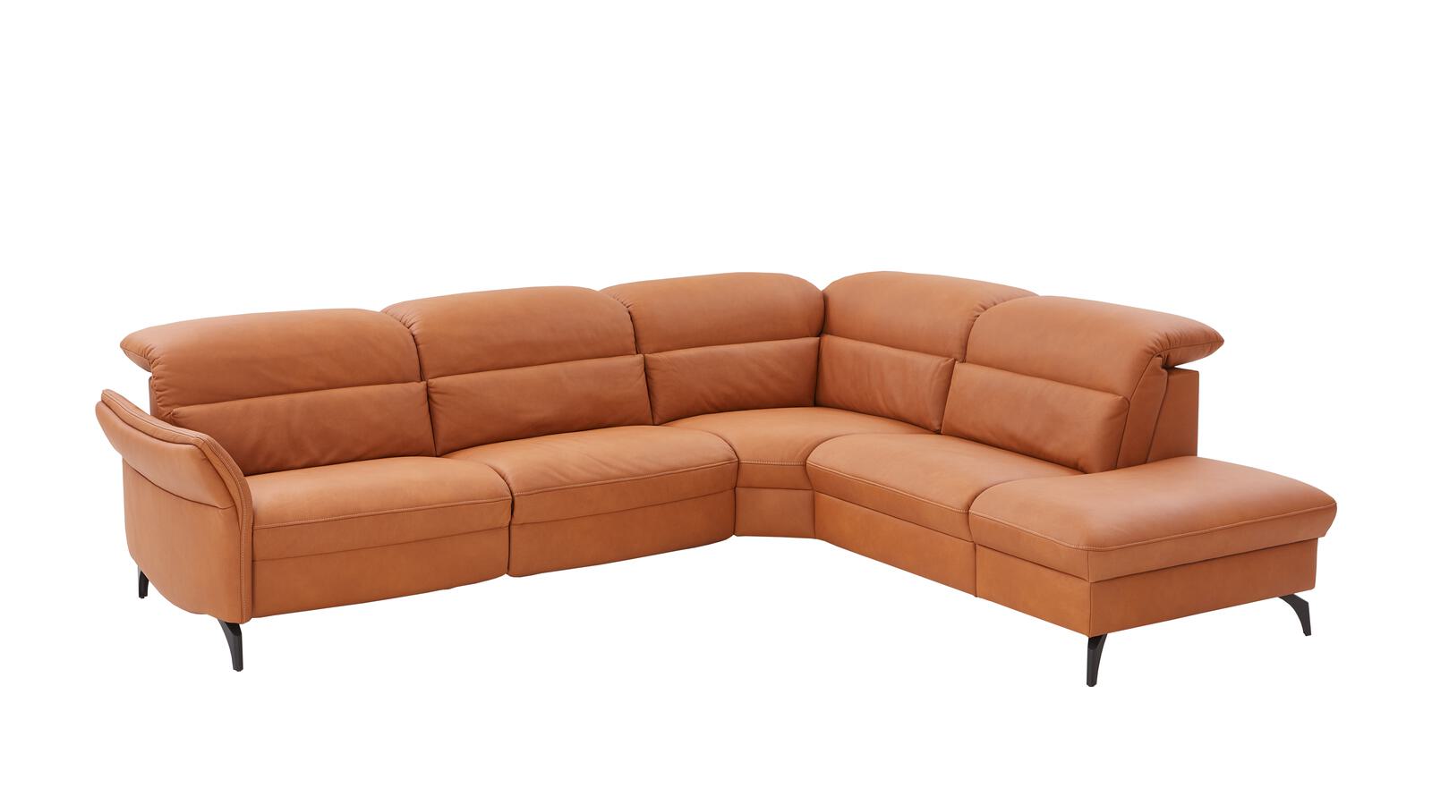 Comfortmaster Rundecke SPEKTRA ca. 304x255cm in Leder Lonlife Rustika honig, Couch, Mobiliar