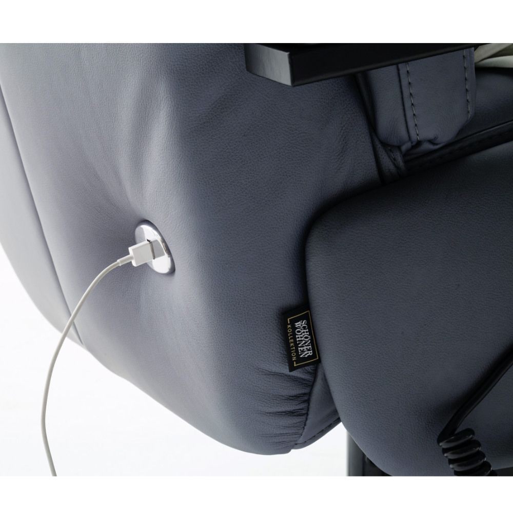Relaxsessel IMPULS LAZYLINE 3-motorisch Herz Waage in Leder Evita grey blue