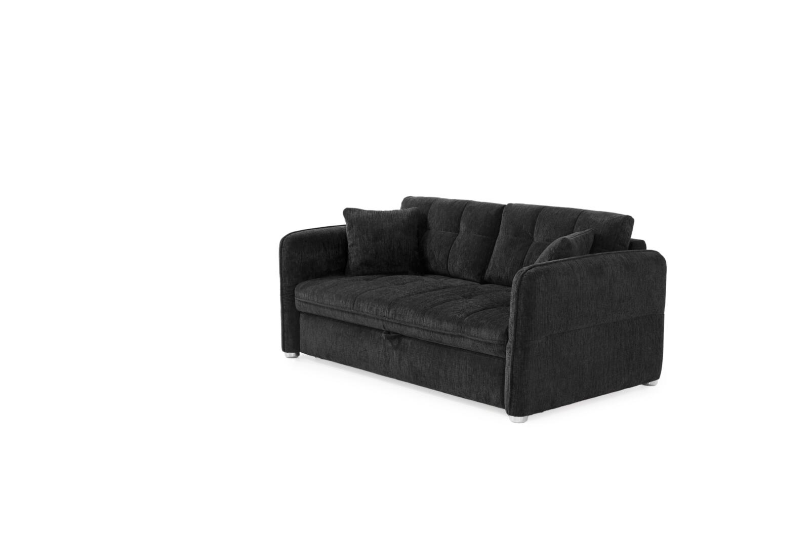 JOB 160 LEON in Chenille 44306 schwarz, Couch, Mobiliar, Kissen, Dekoration für Zuhause