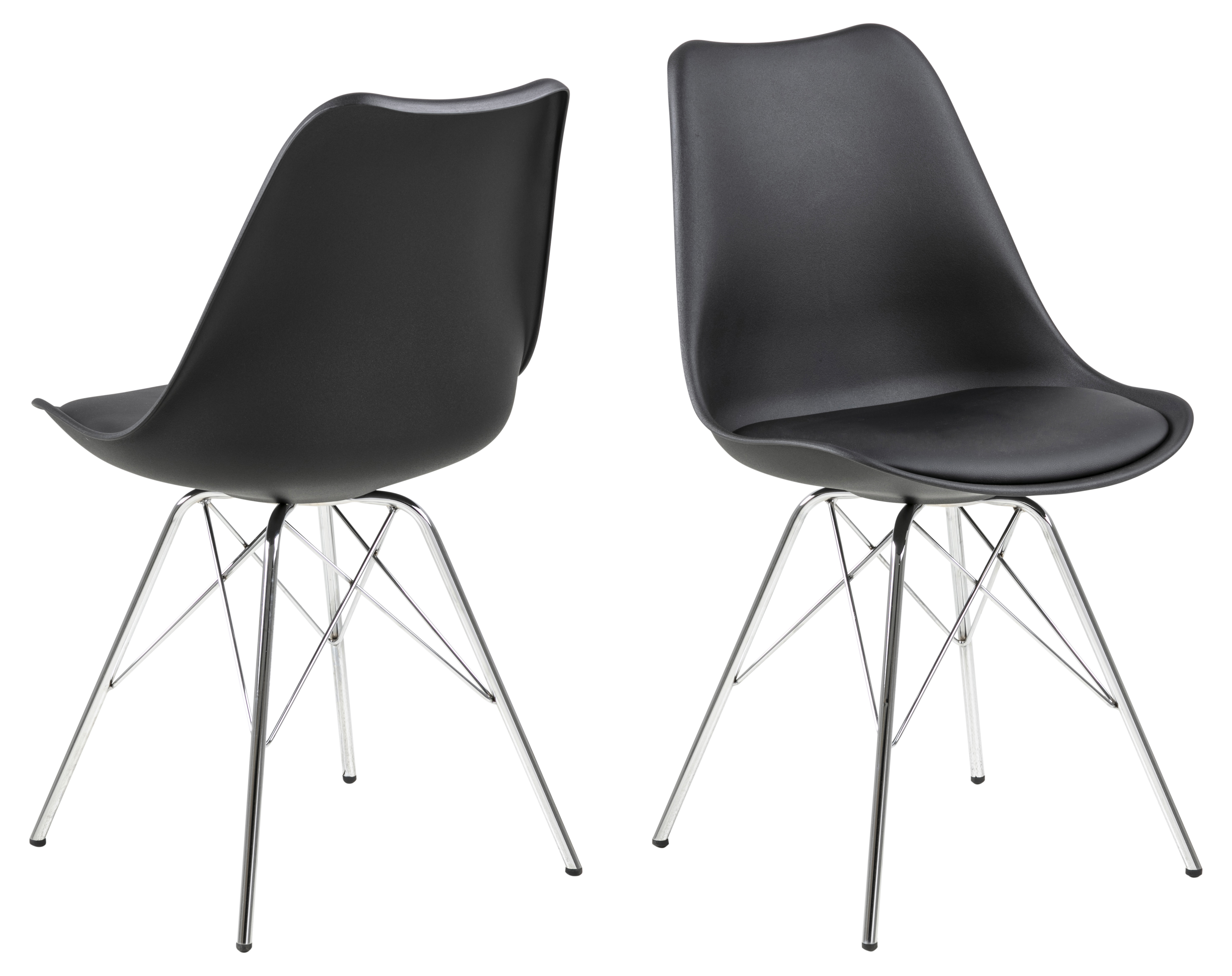 Esszimmerstuhl ERIS in Kunststoff schwarz/PU, Stuhl, Mobiliar