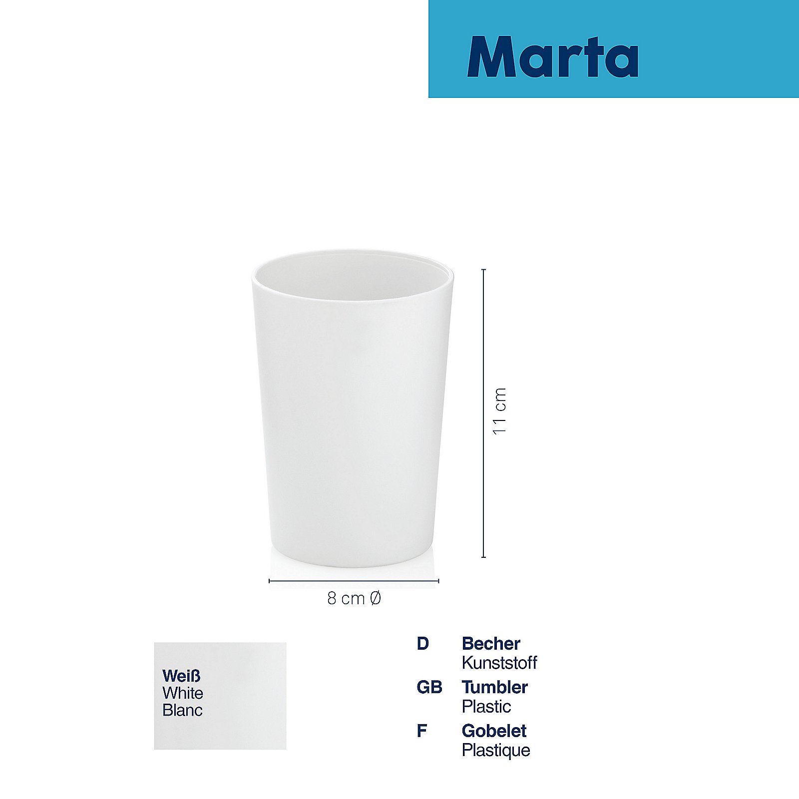 Kela Becher Marta weiß MARTA in , Pokal, Porzellan, Töpferei, Handlung, Zylinder