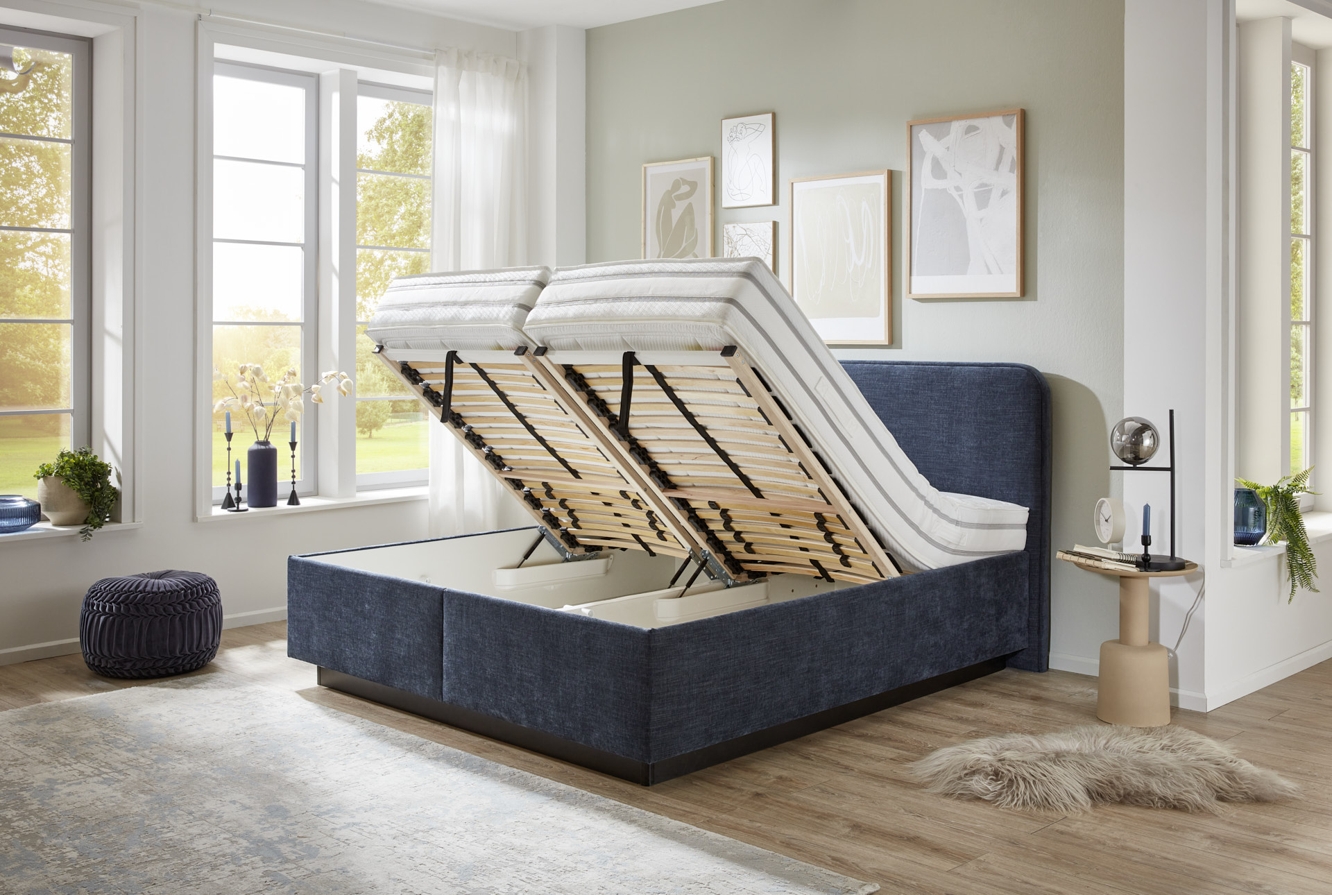 Oschmann Comfortbetten Polsterbett DREAMPLACE ca. 180x200cm in Stoff Rob marine